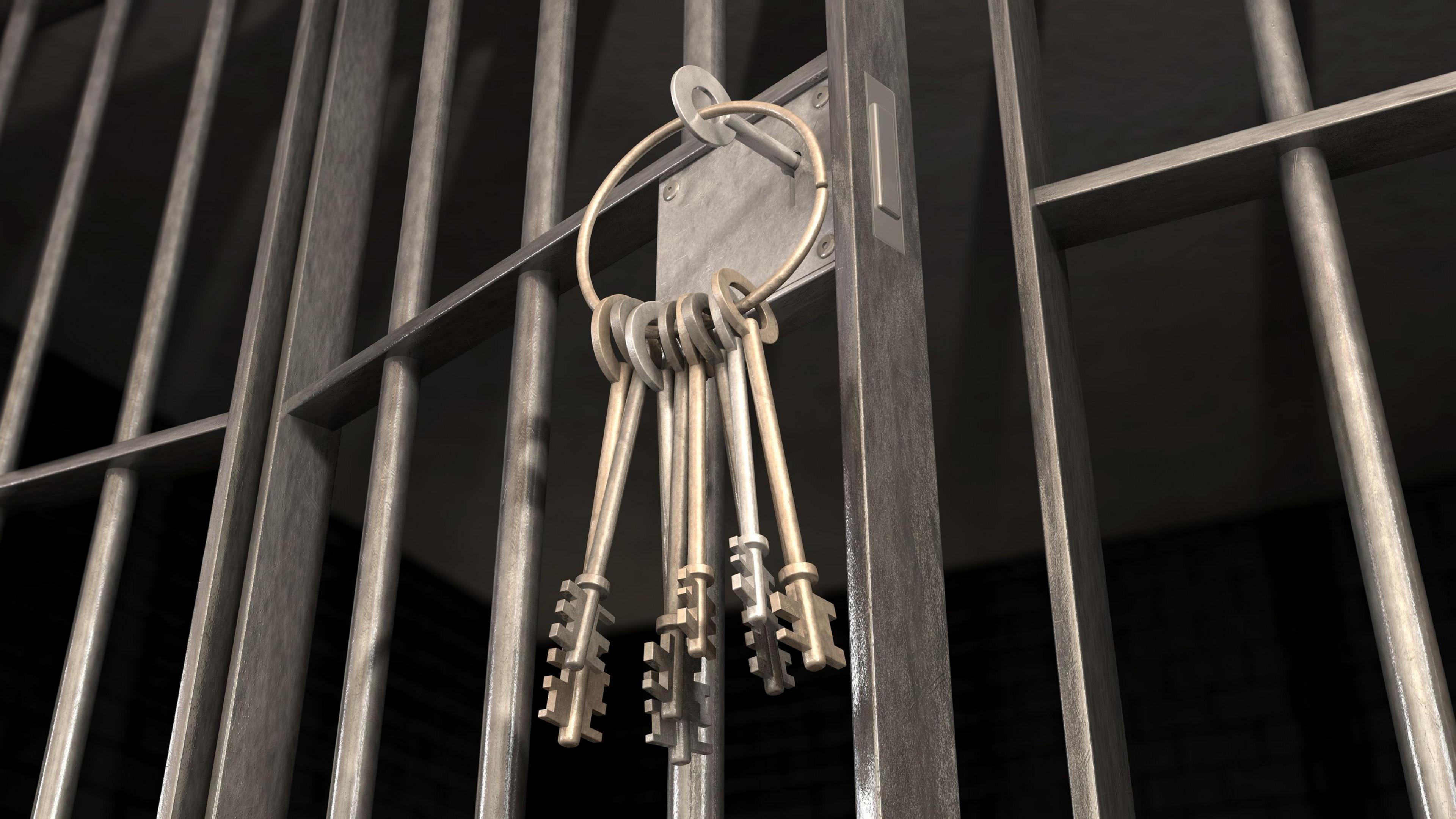 Keys in a jail cell door