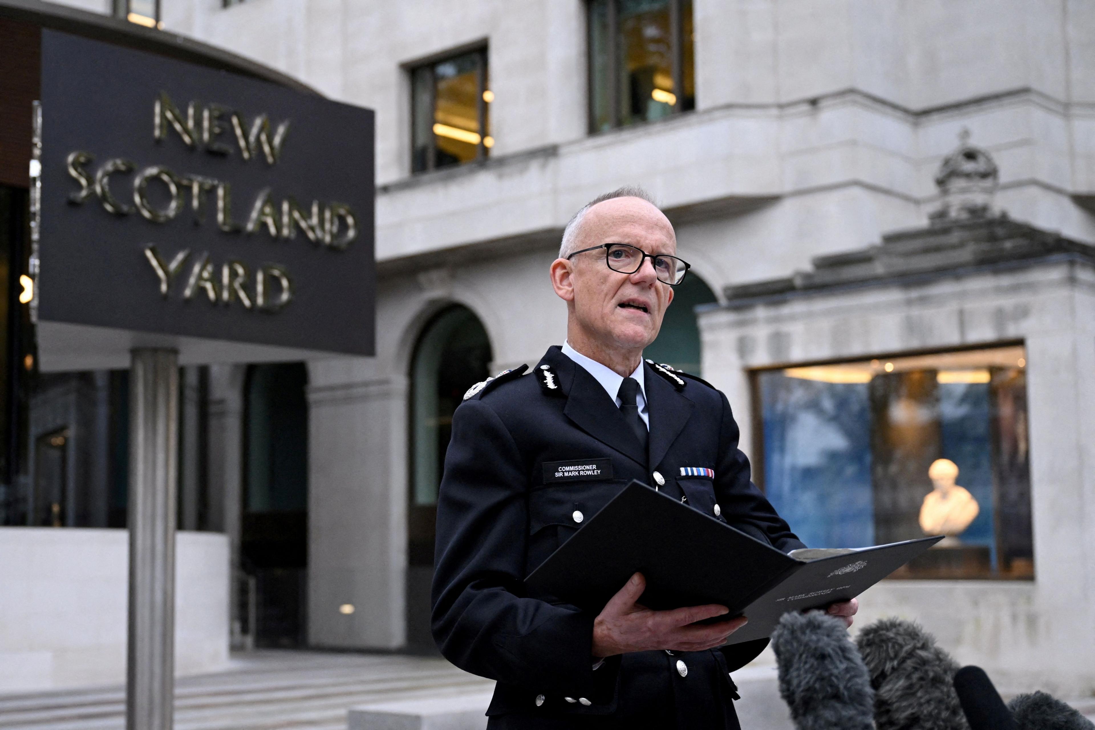 Sir Mark Rowley, Metropolitan Police Commissioner outside New Scotland Yard