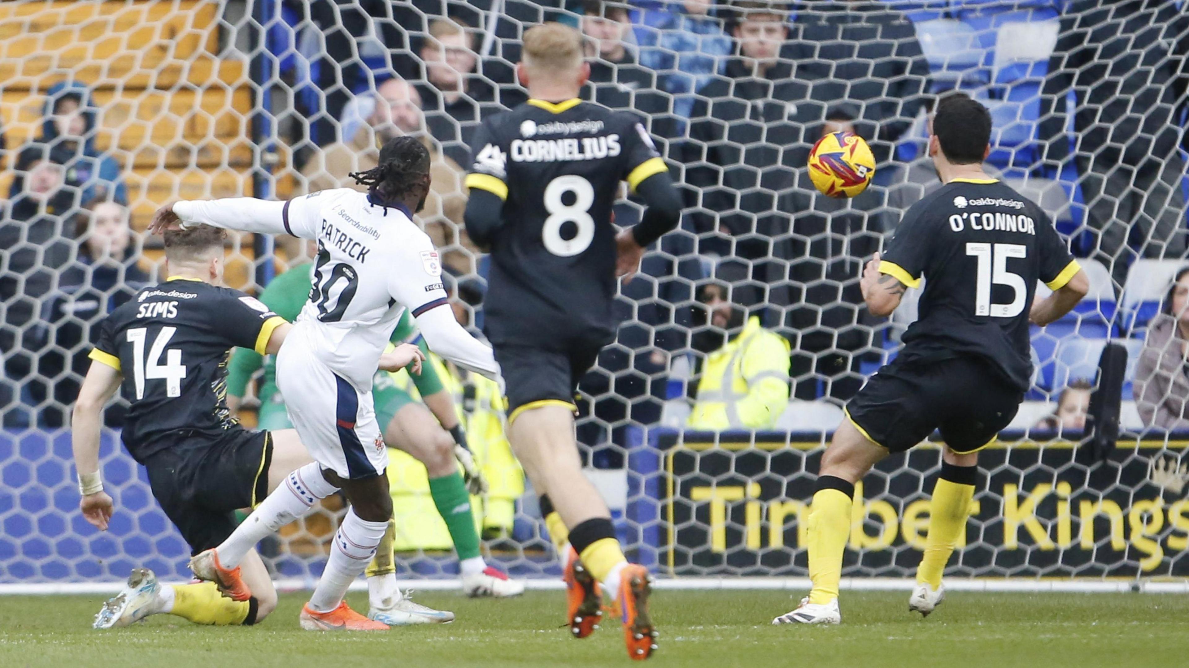 Omari Patrick scores Tranmere's winning goal against Harrogate