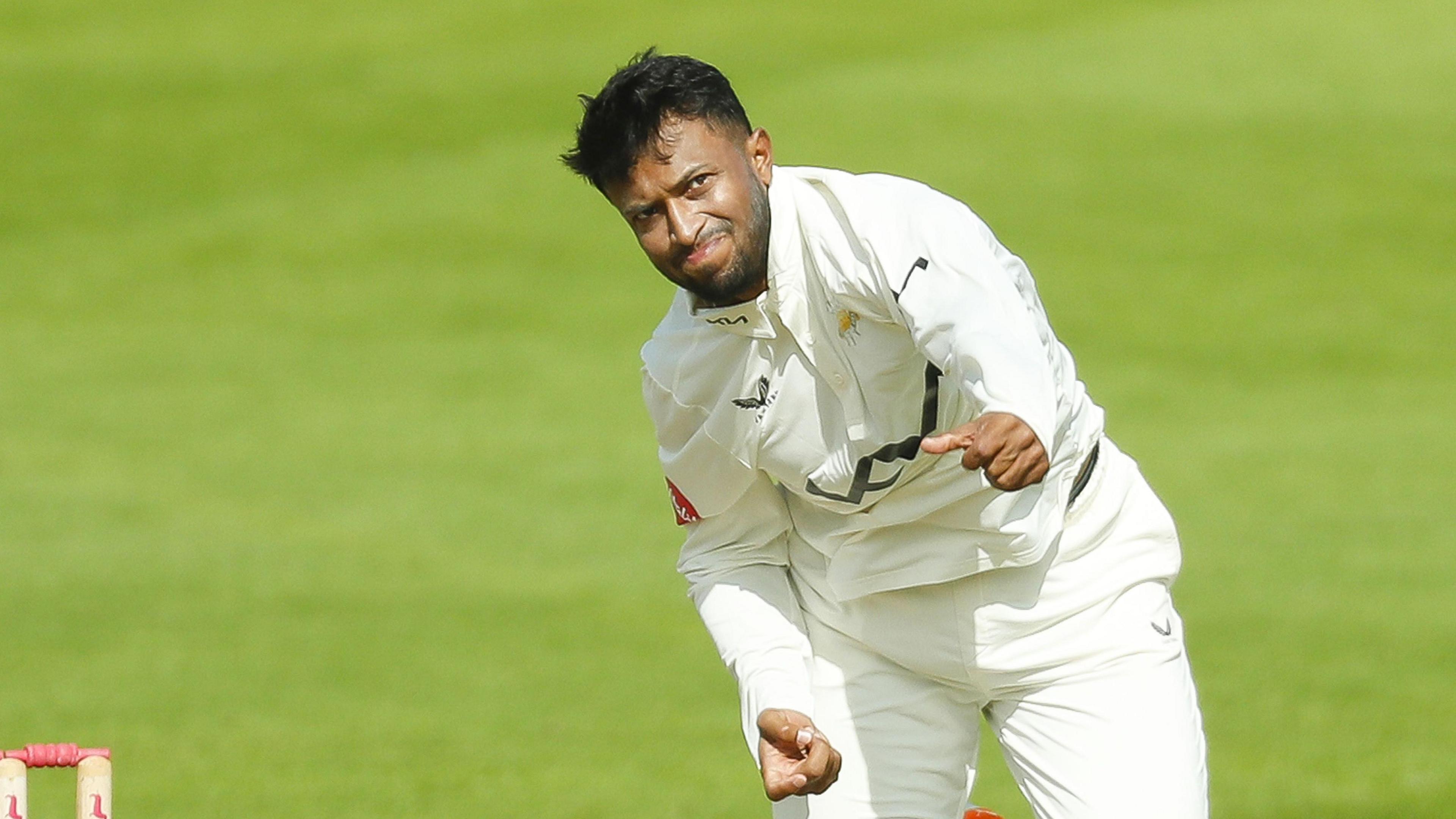 Shakib Al Hasan bowling against Surrey