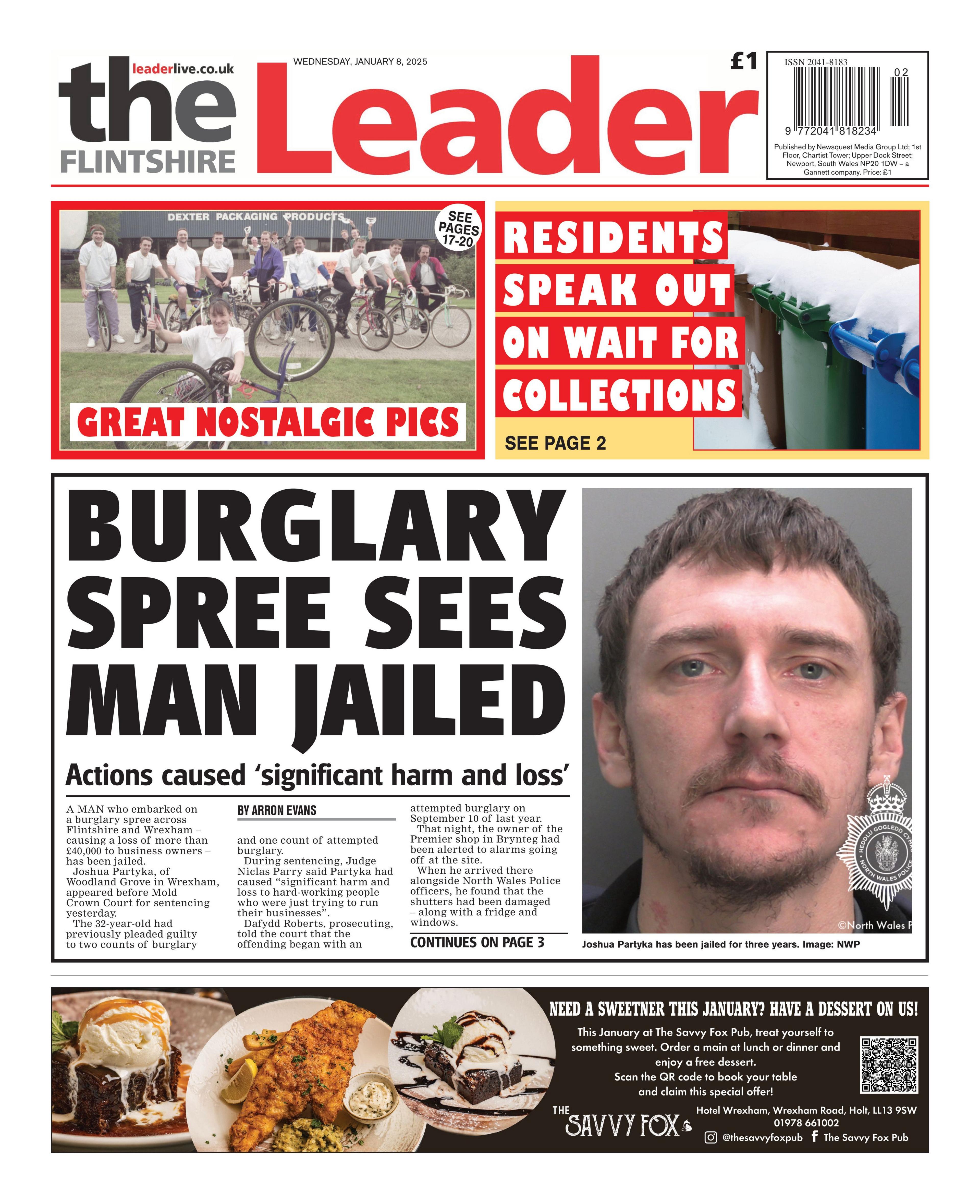 The front page of the Flintshire Leader 