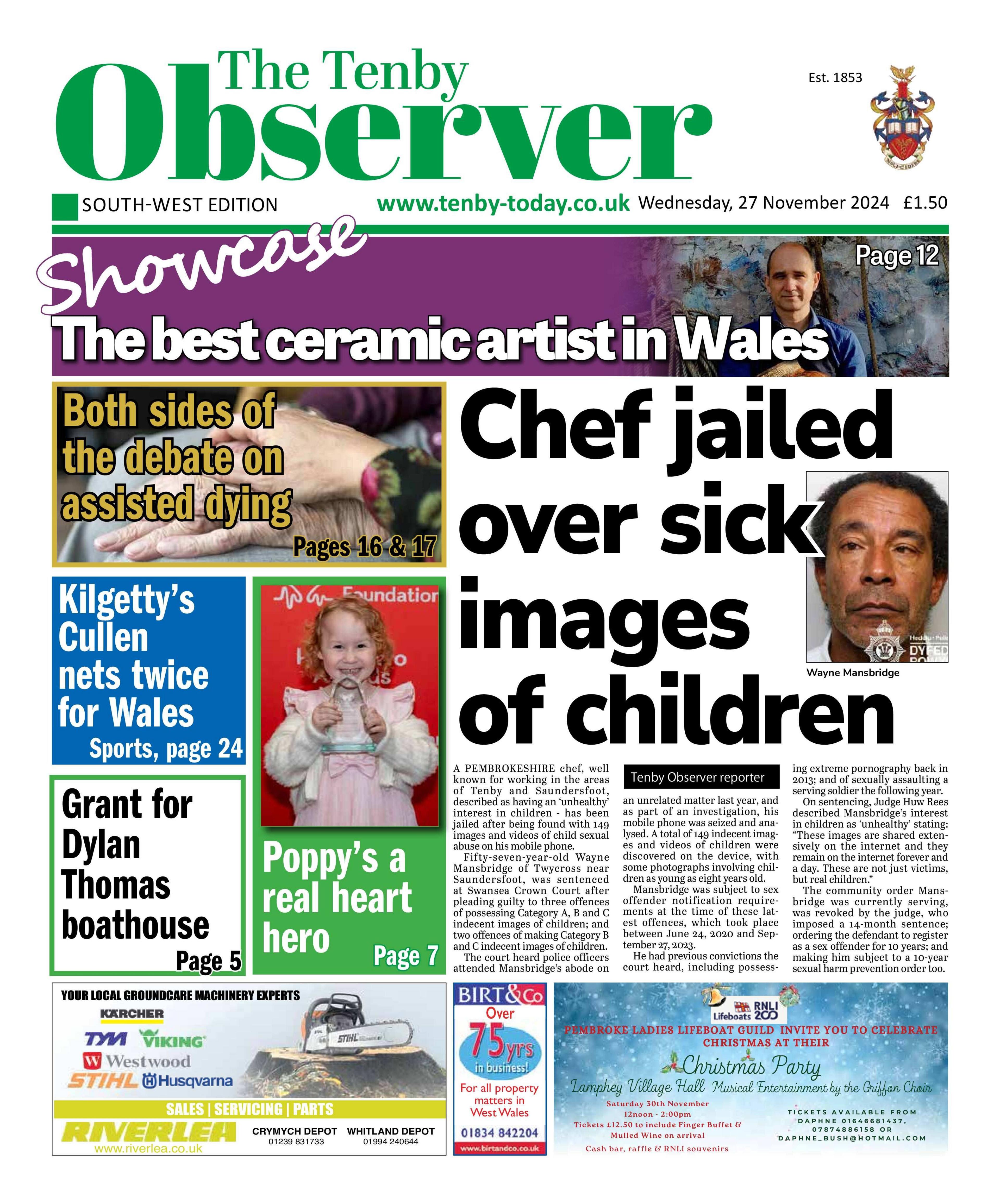 Front page of the Tenby Observer