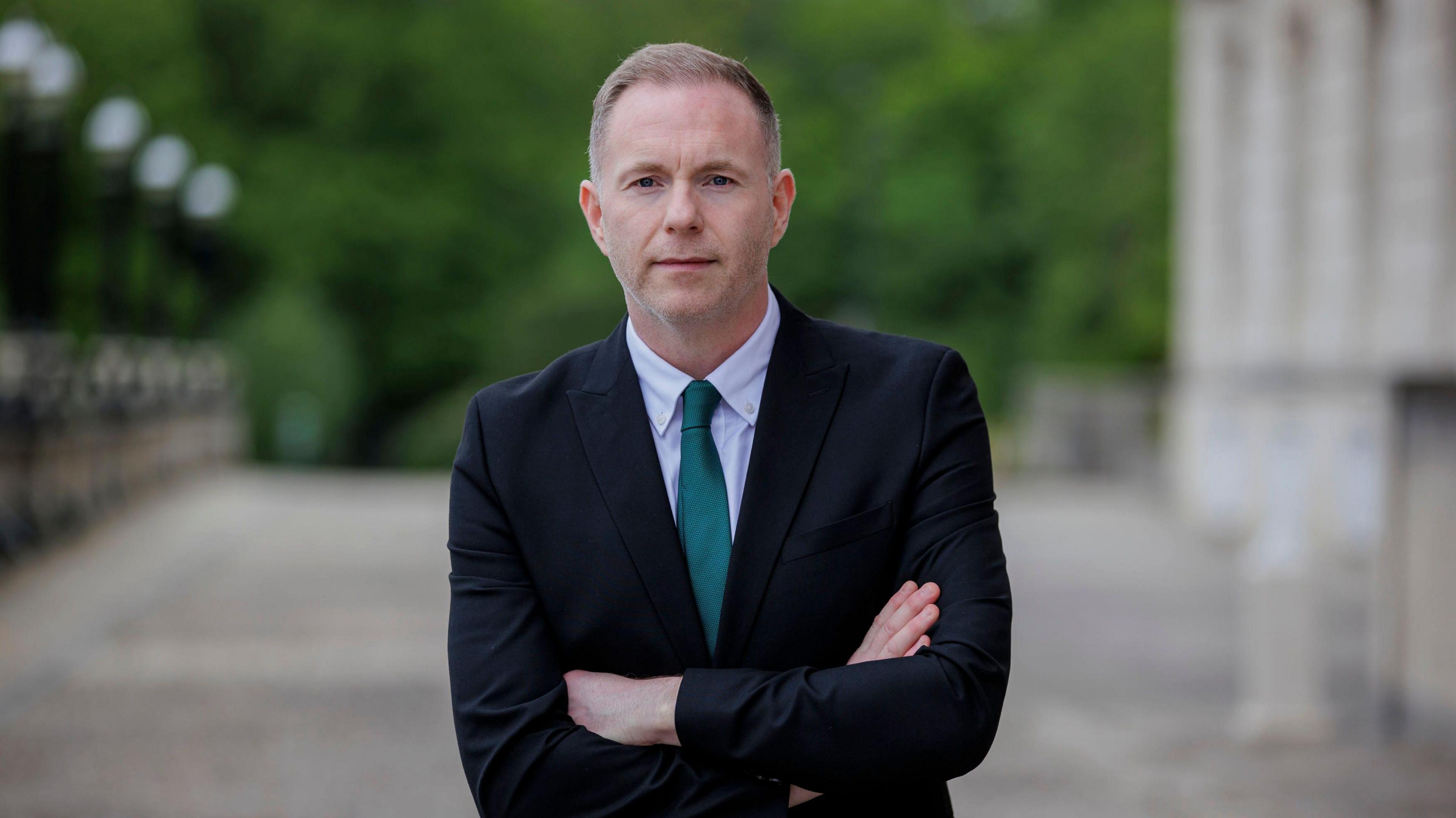 Sinn Fein's Chris Hazzard at Parliament Buildings at Stormont in Belfast