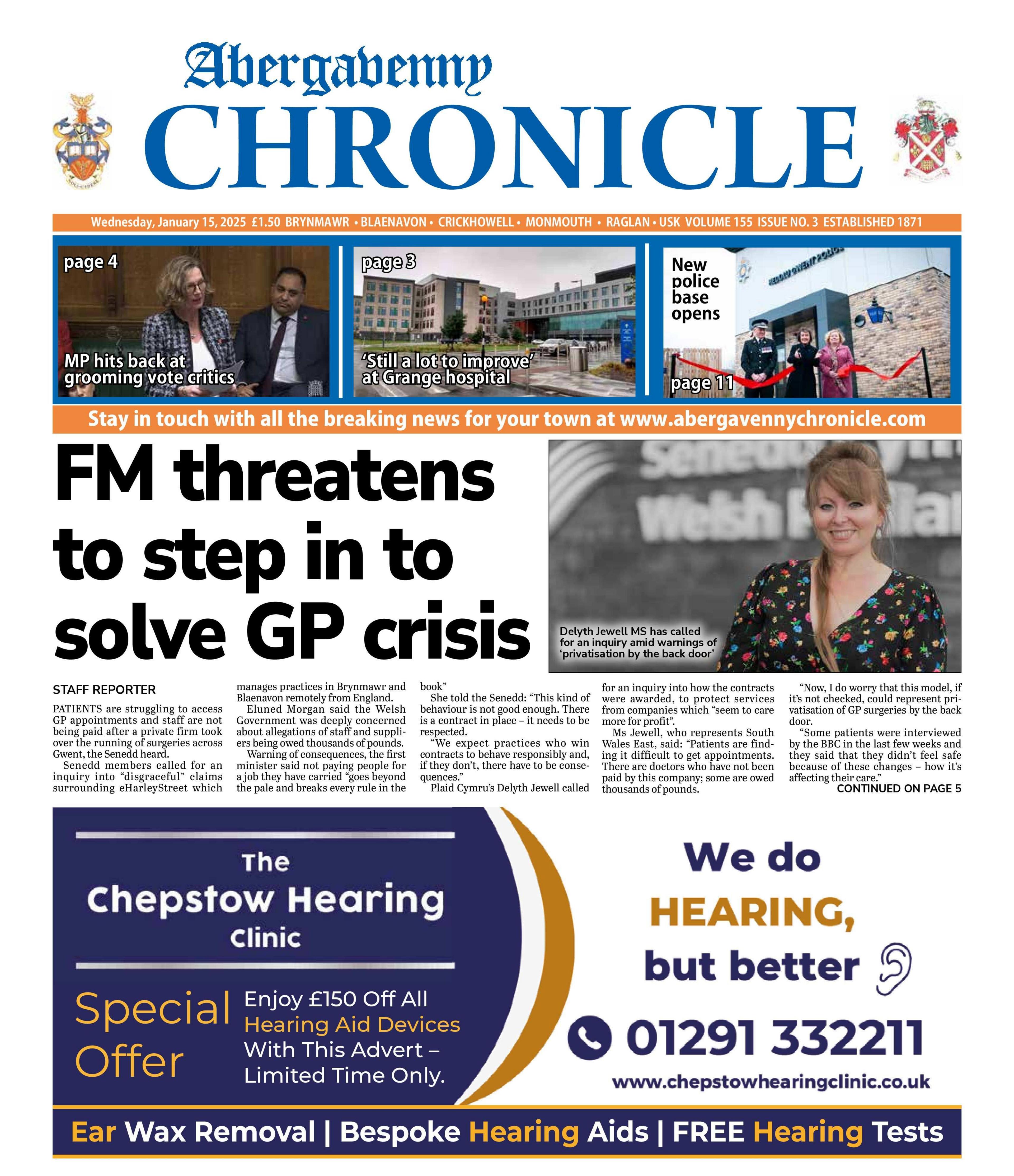 Abergavenny Chronicle front page