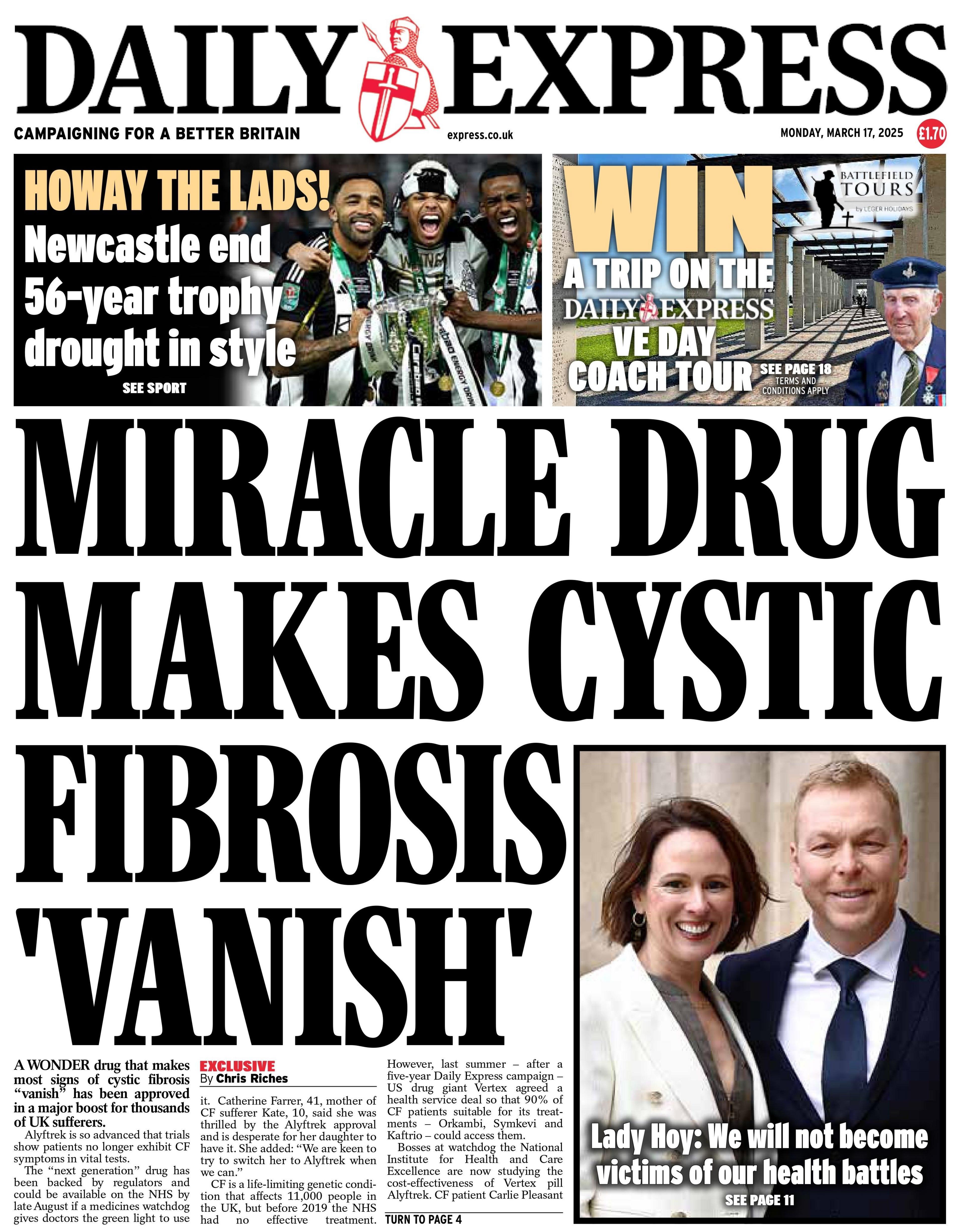 Daily Express: Miracle drug makes cystic fibrosis 'vanish'