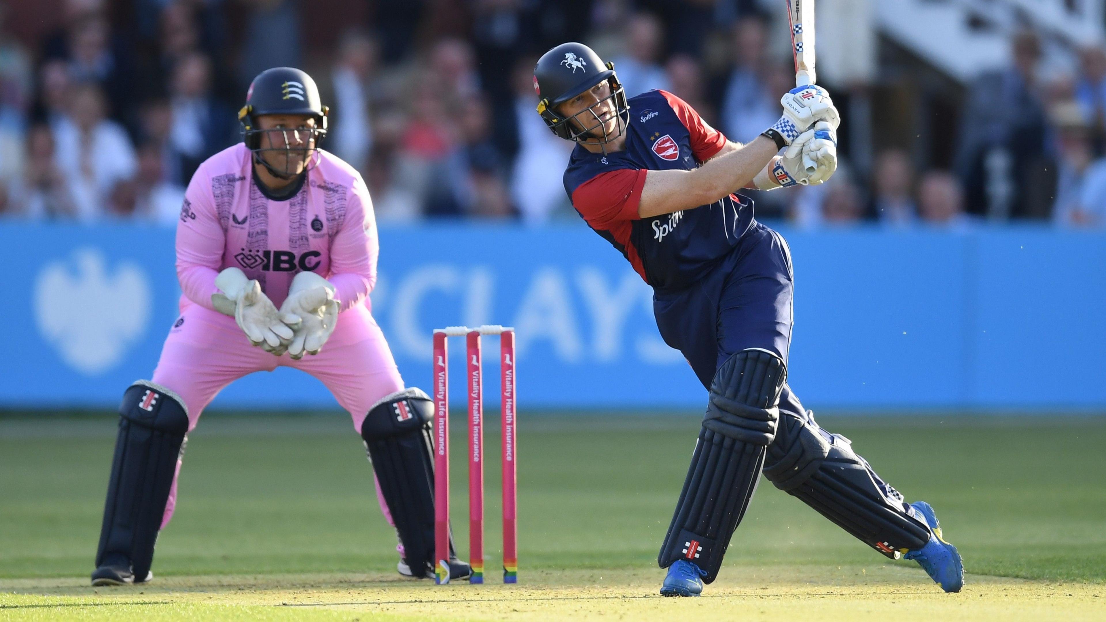 Sam Billings plays a shot for Kent against Middlesex