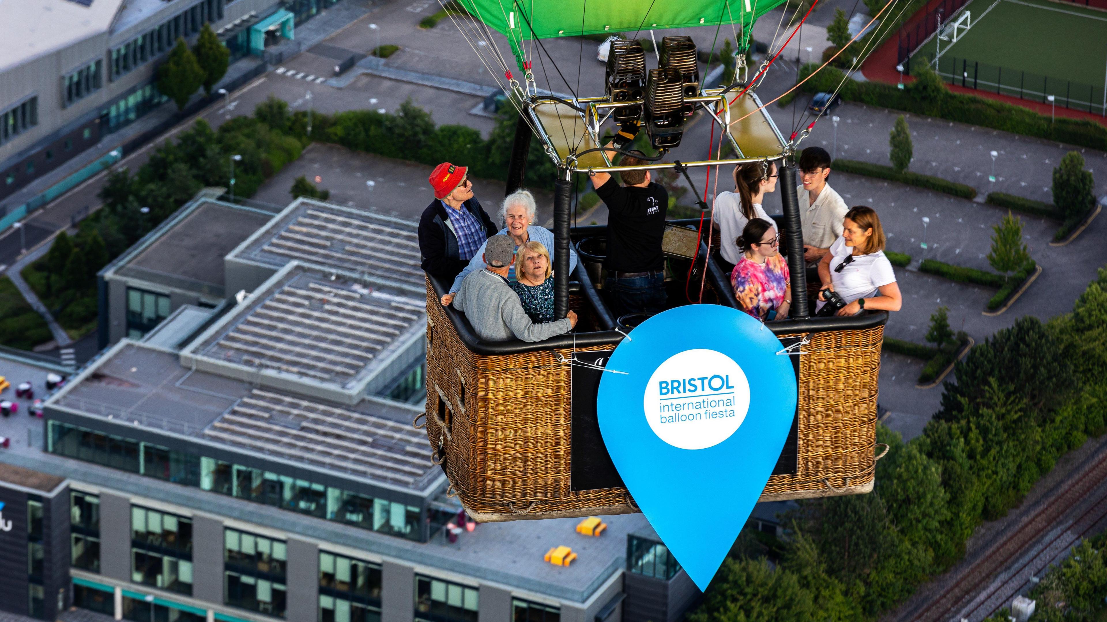 Image of a group of people in a hot air balloon