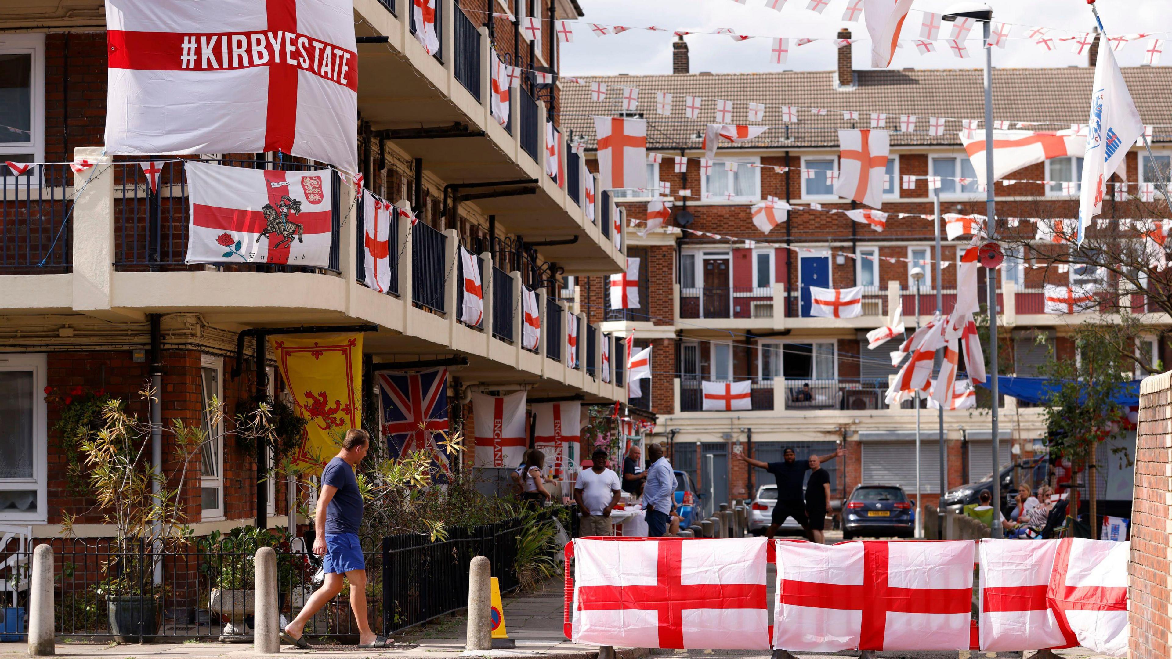 Kirby Estate with England flags 