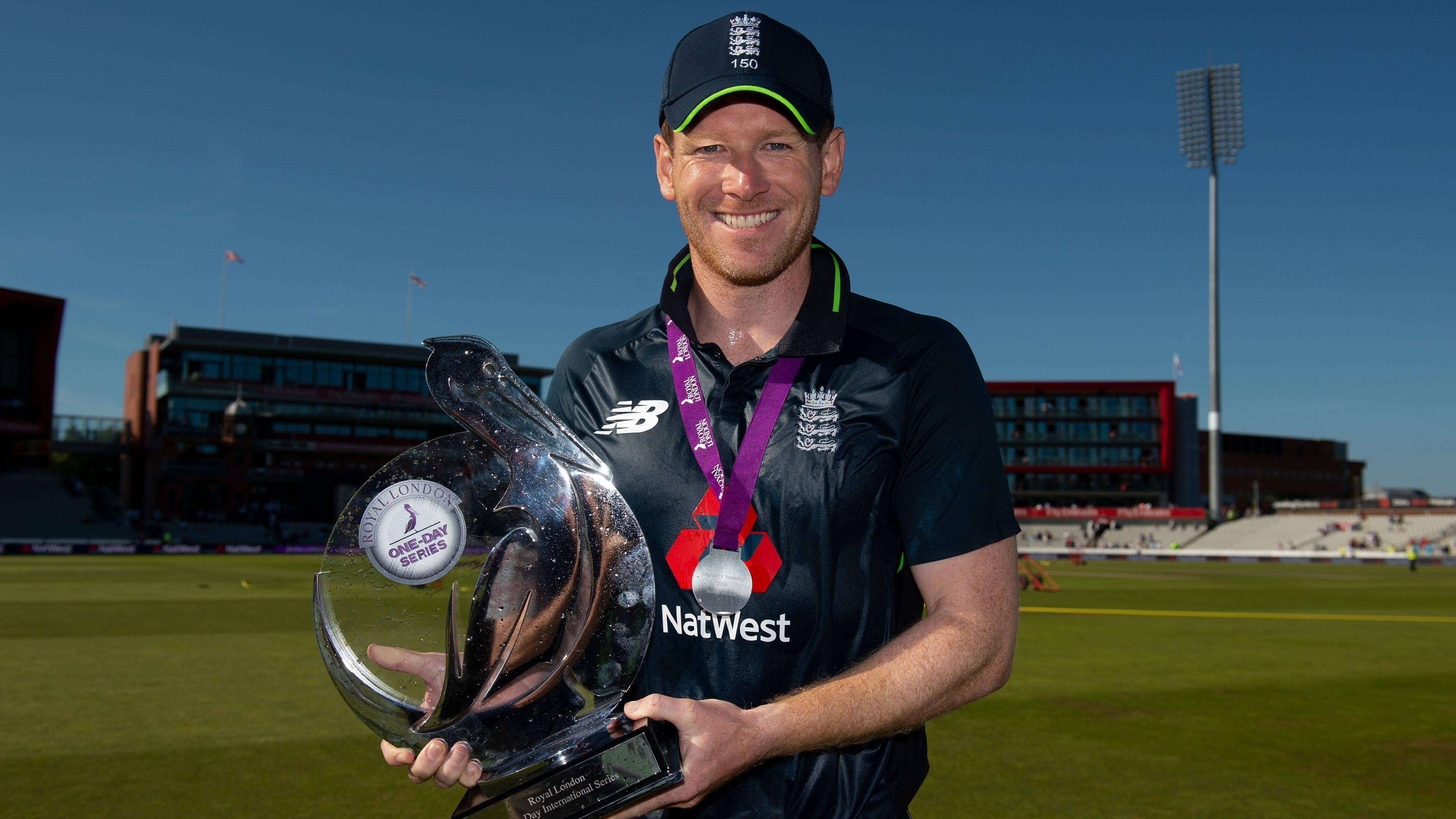 England's Eoin Morgan celebrates winning the 2018 ODI series against Australia 5-0