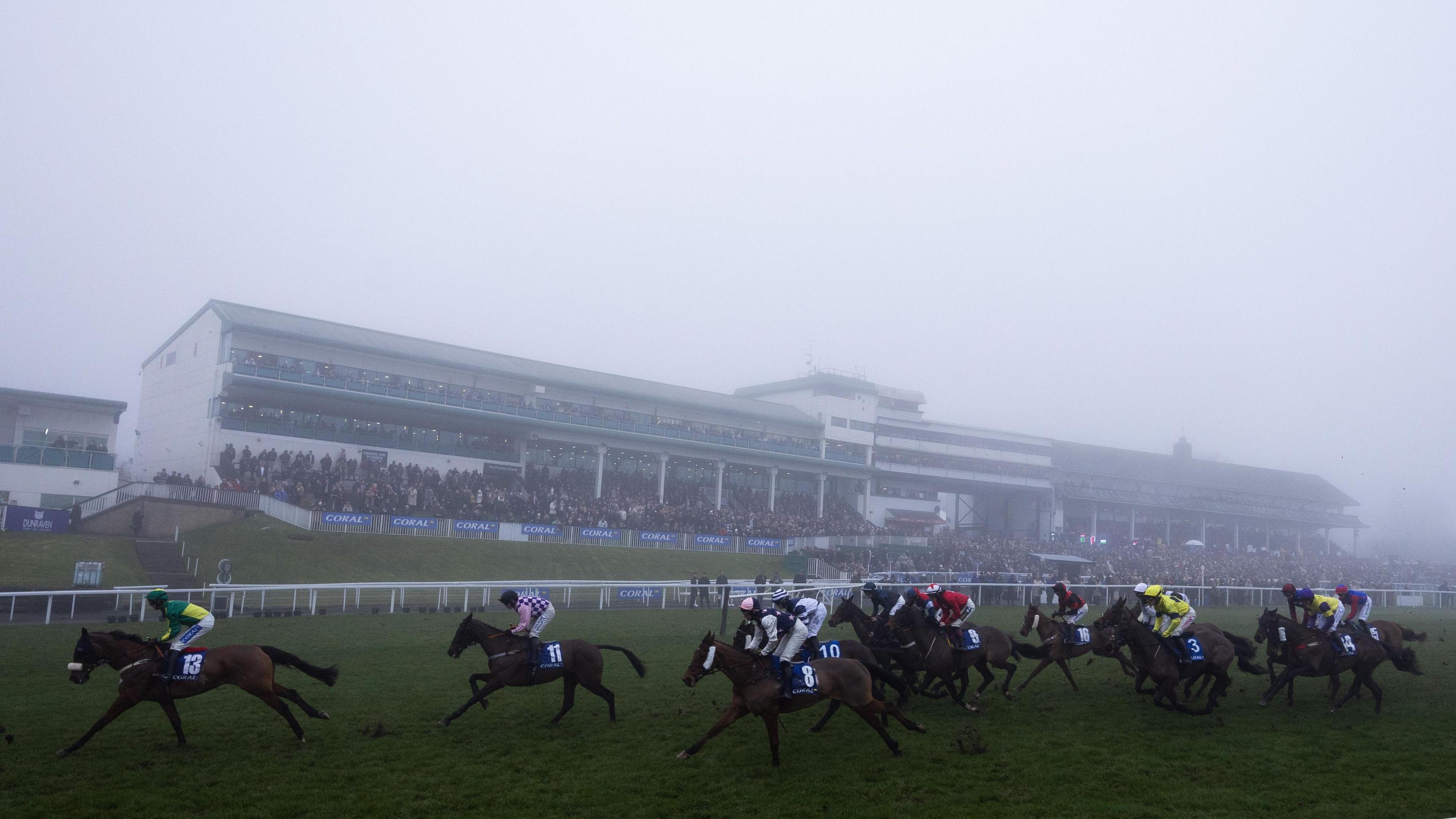 Val Dancer (11) was well up with the leaders right from the off at foggy Chepstow as they went past the main stand for the first time