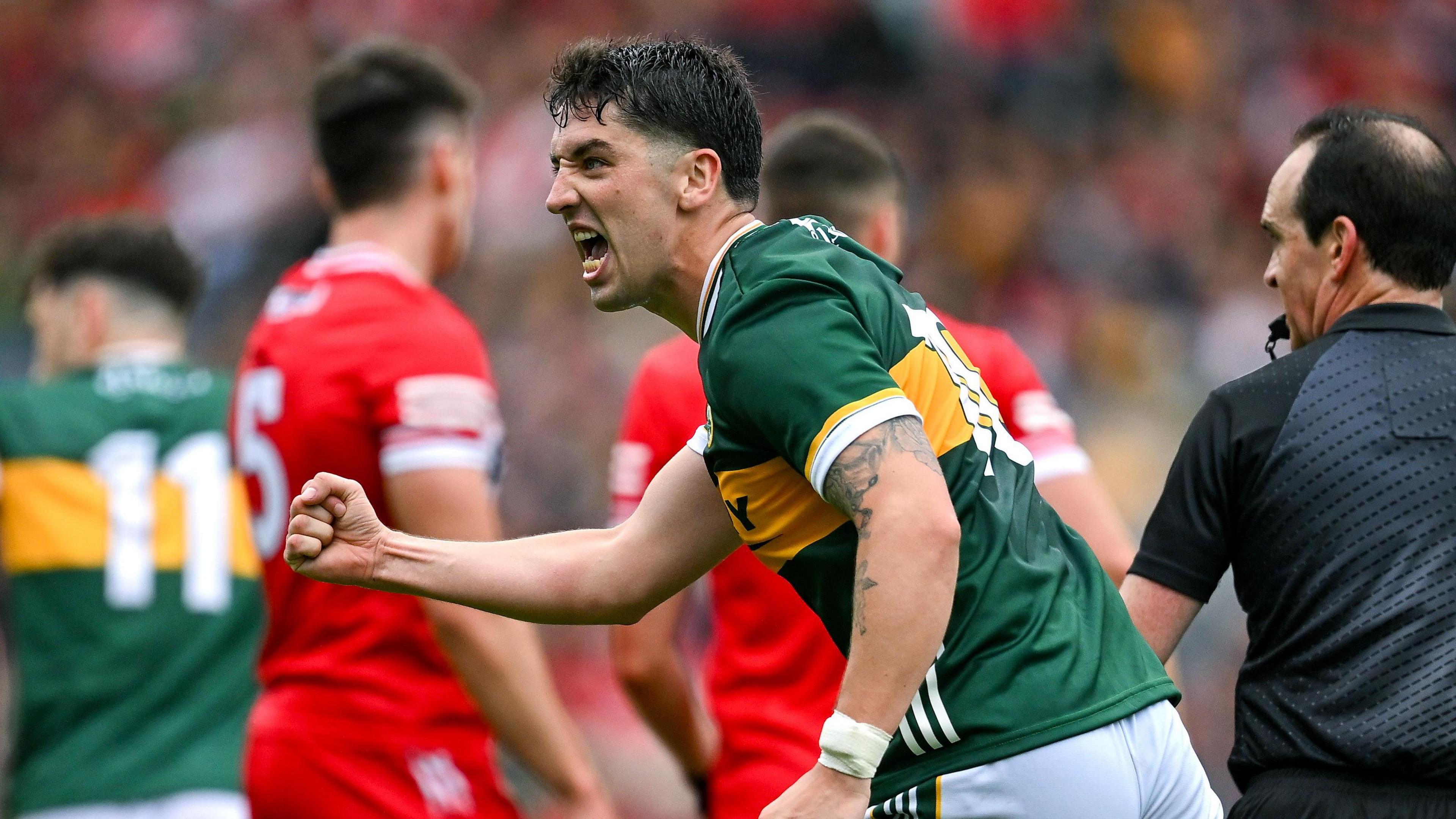 Tony Brosnan celebrates for Kerry 