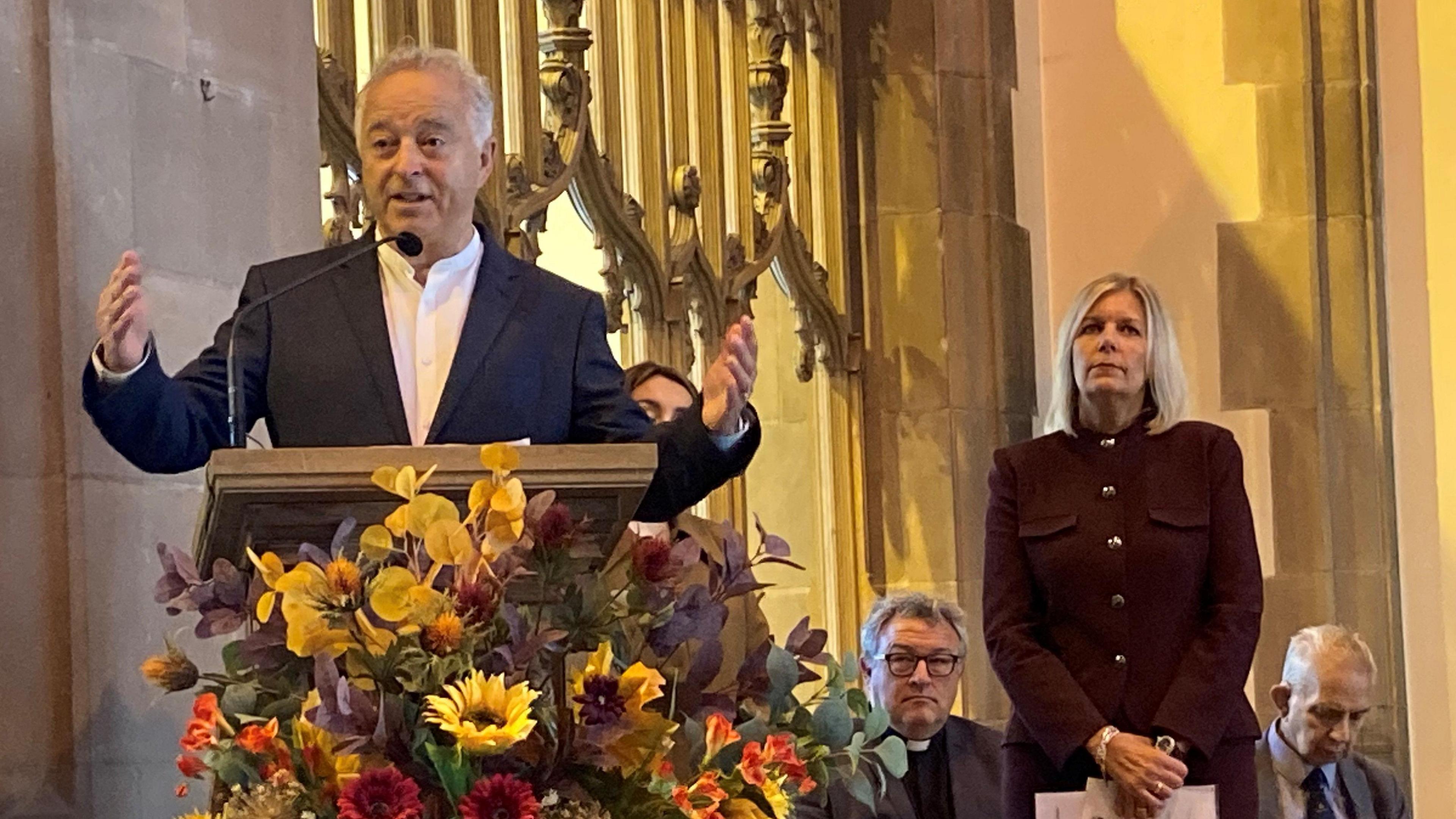 Children's Laureate Frank Cottrell-Boyce speaking at the service