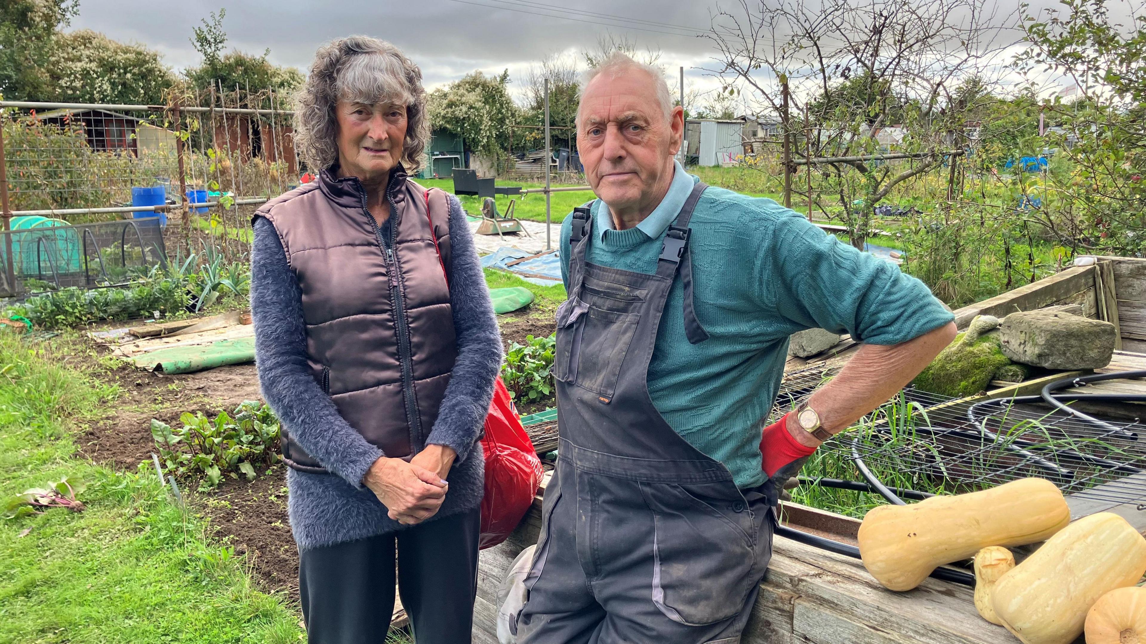 Susan Knowles and George Sykes-Waller pictured on an allotment site in Orsett Heath 