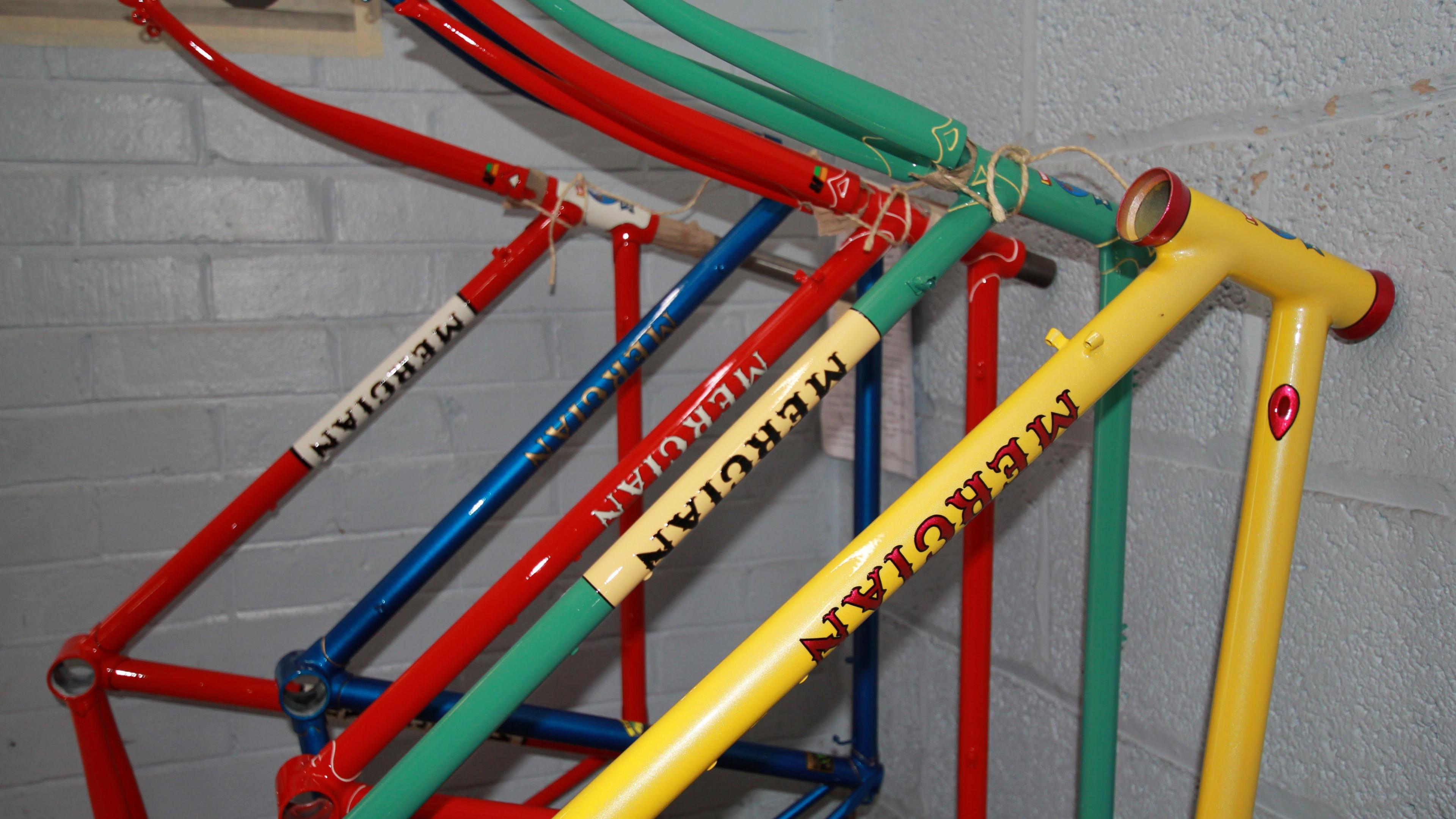 A selection of frames built by Mercian Cycles