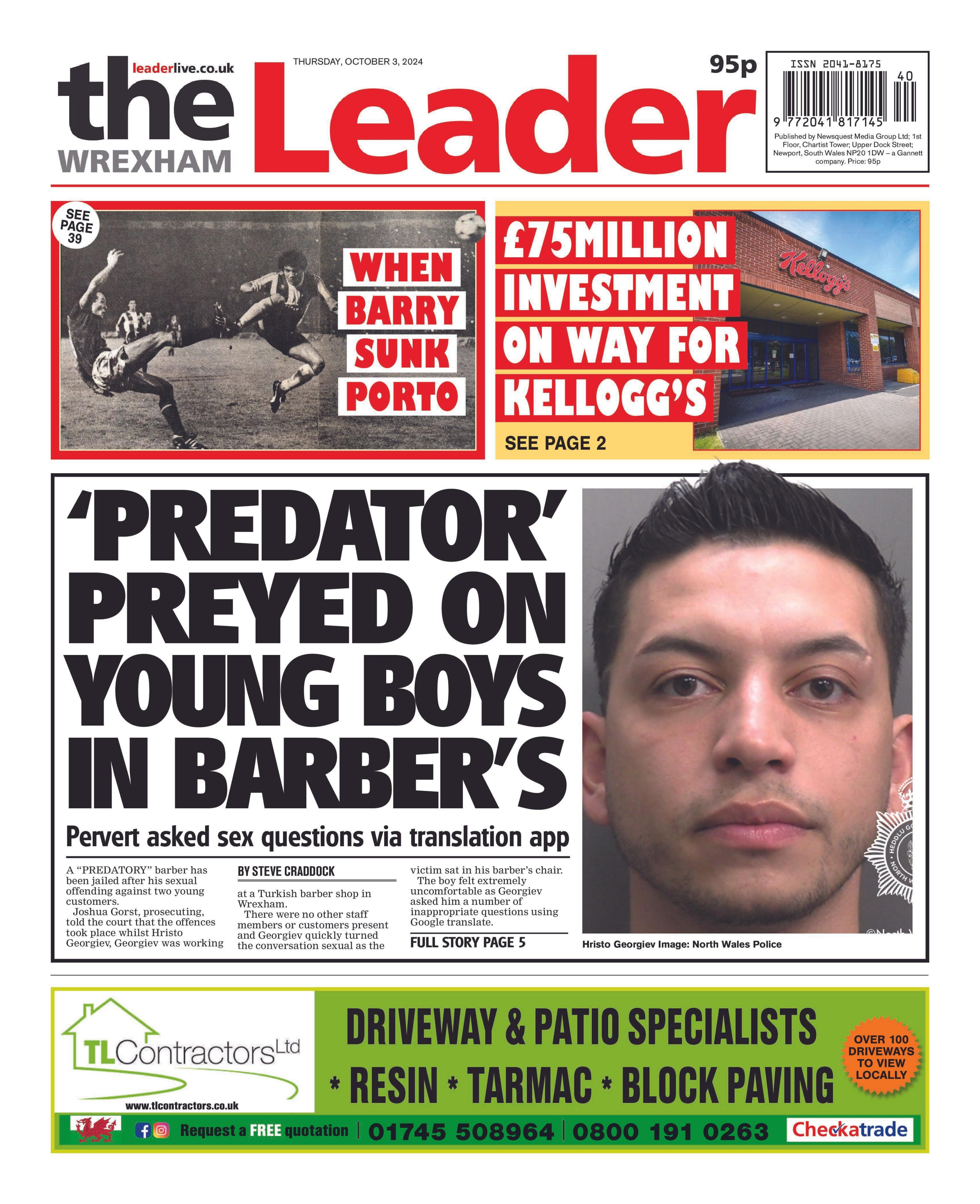 Front page of Wrexham Leader 