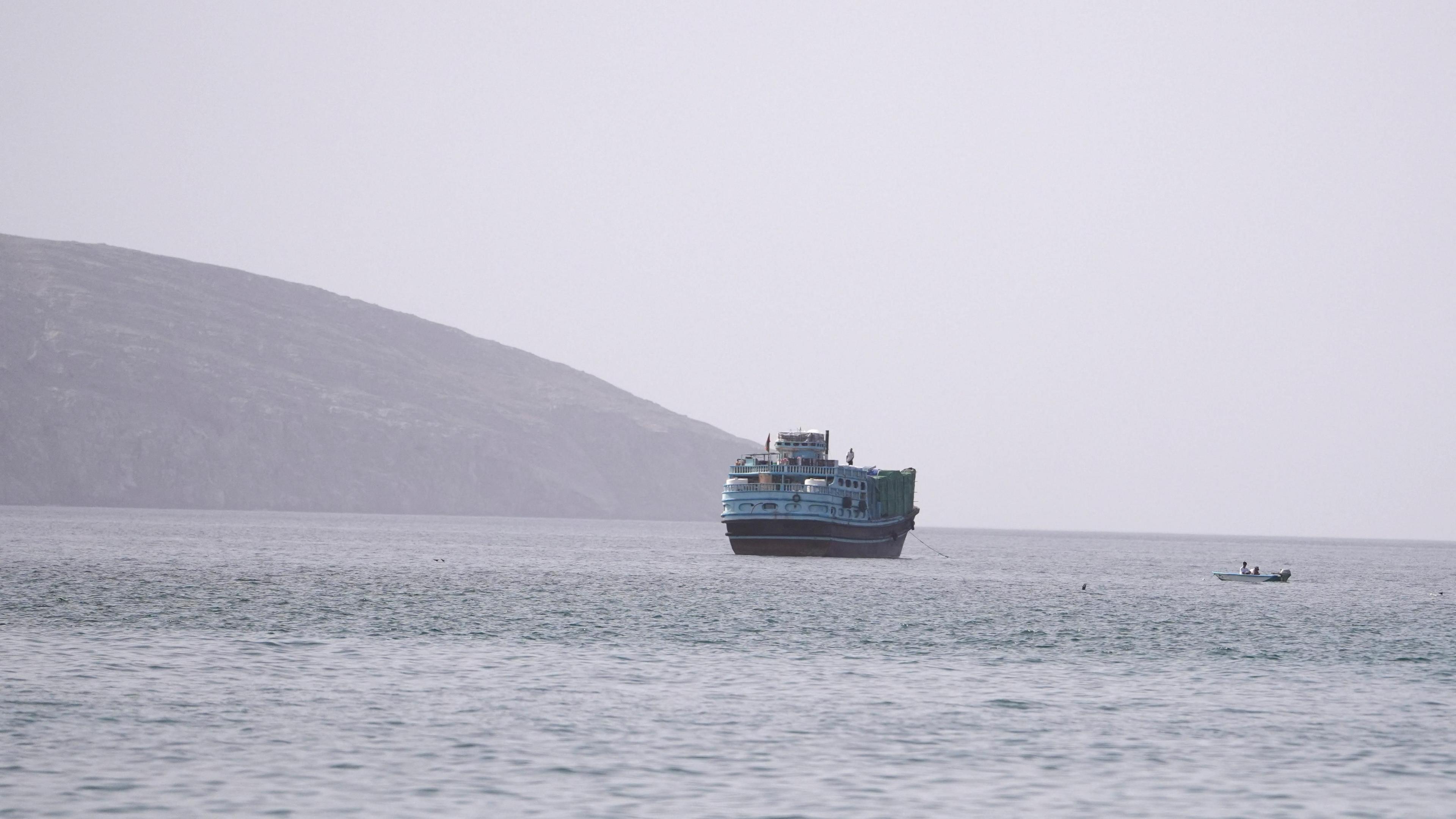 A vessel at the Strait of Hormuz, as seen from Musandam, Oman, on July 17.