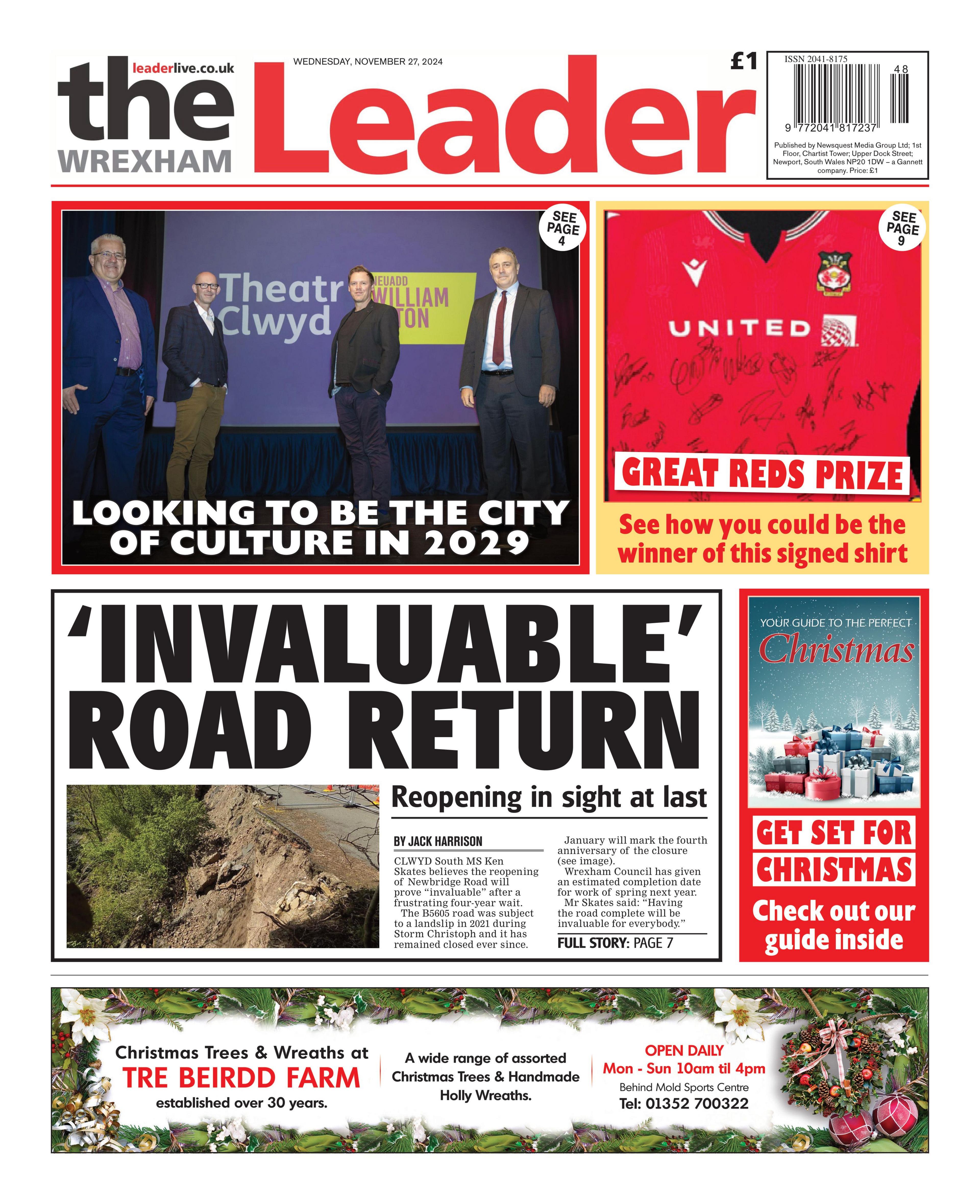 Front page of the Wrexham Leader