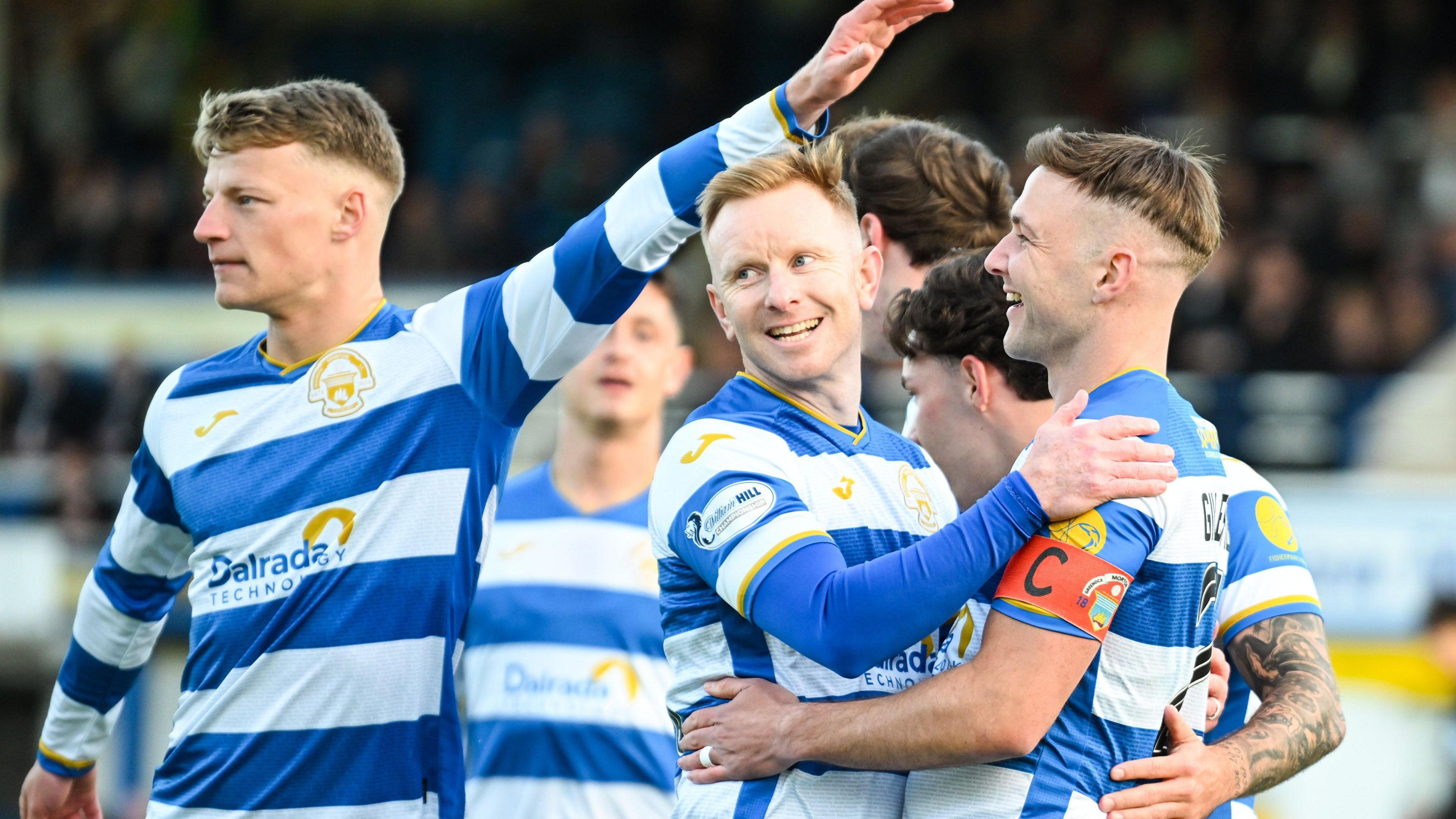 Greenock Morton's Grant Gillespie celebrates after scoring a penalty to make it 2-0 