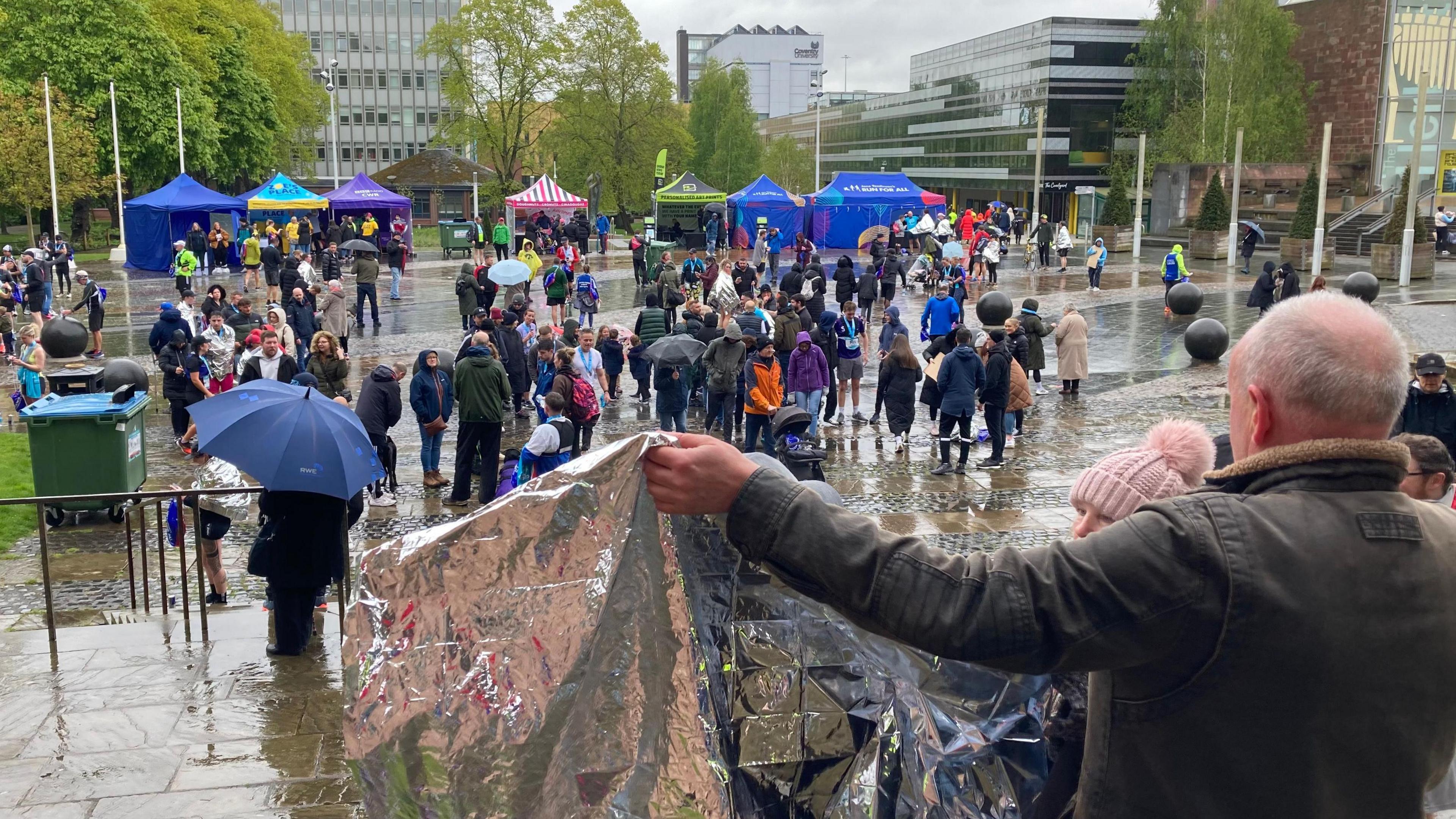 Crowds gather in the city centre