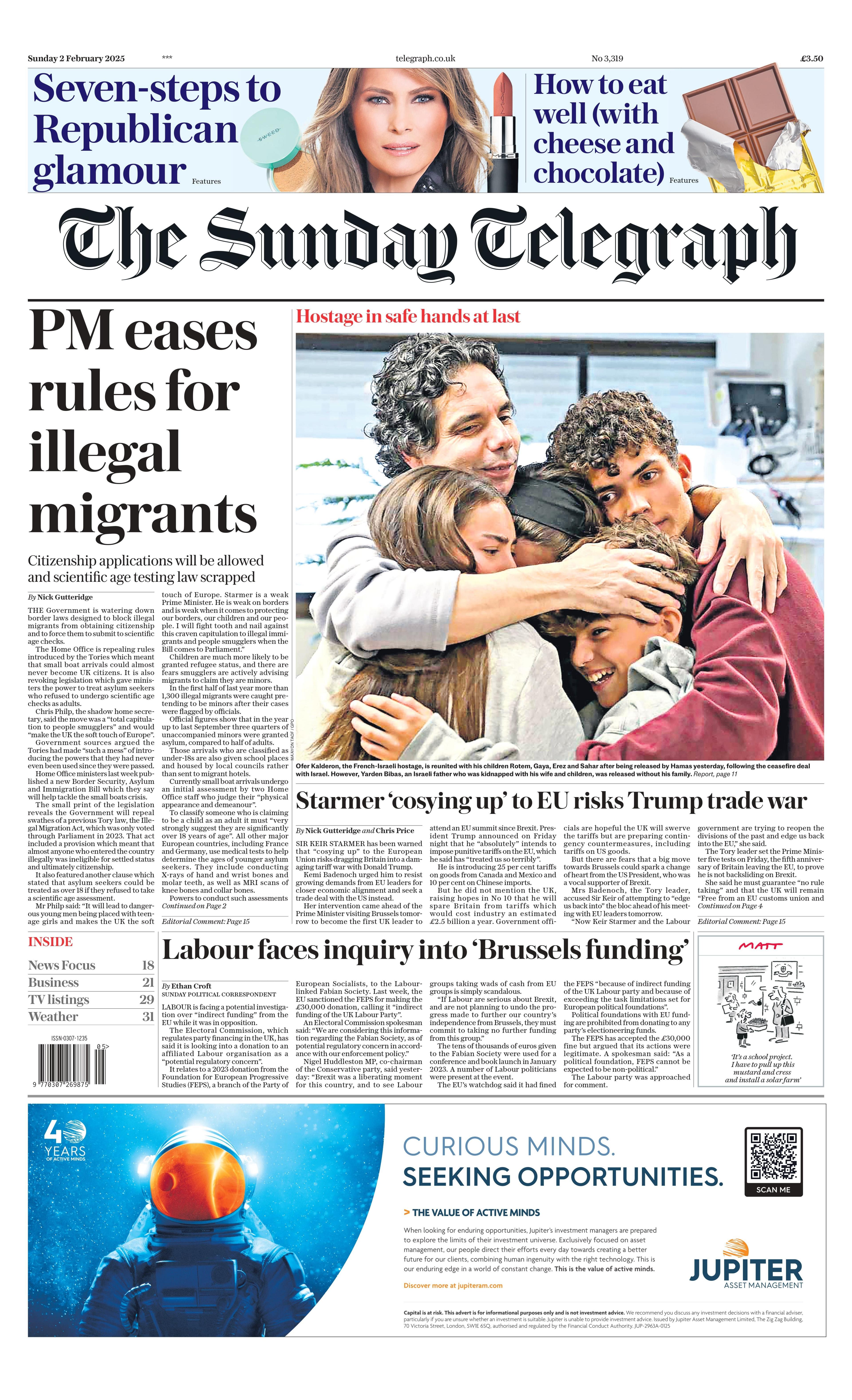 The Sunday Telegraph front page