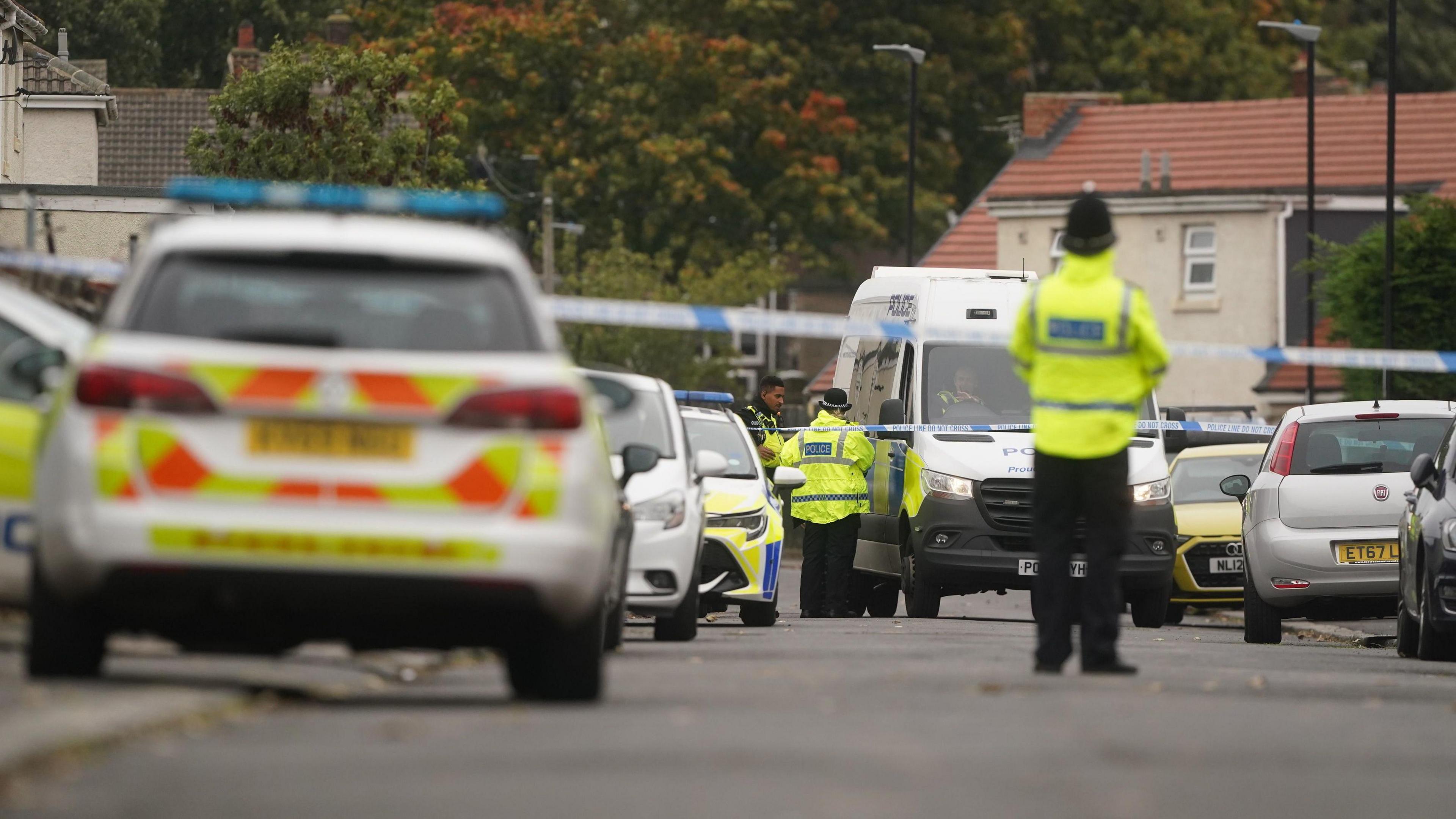 Police at the scene of the attack last year on Maple Terrace in Shiney Row.