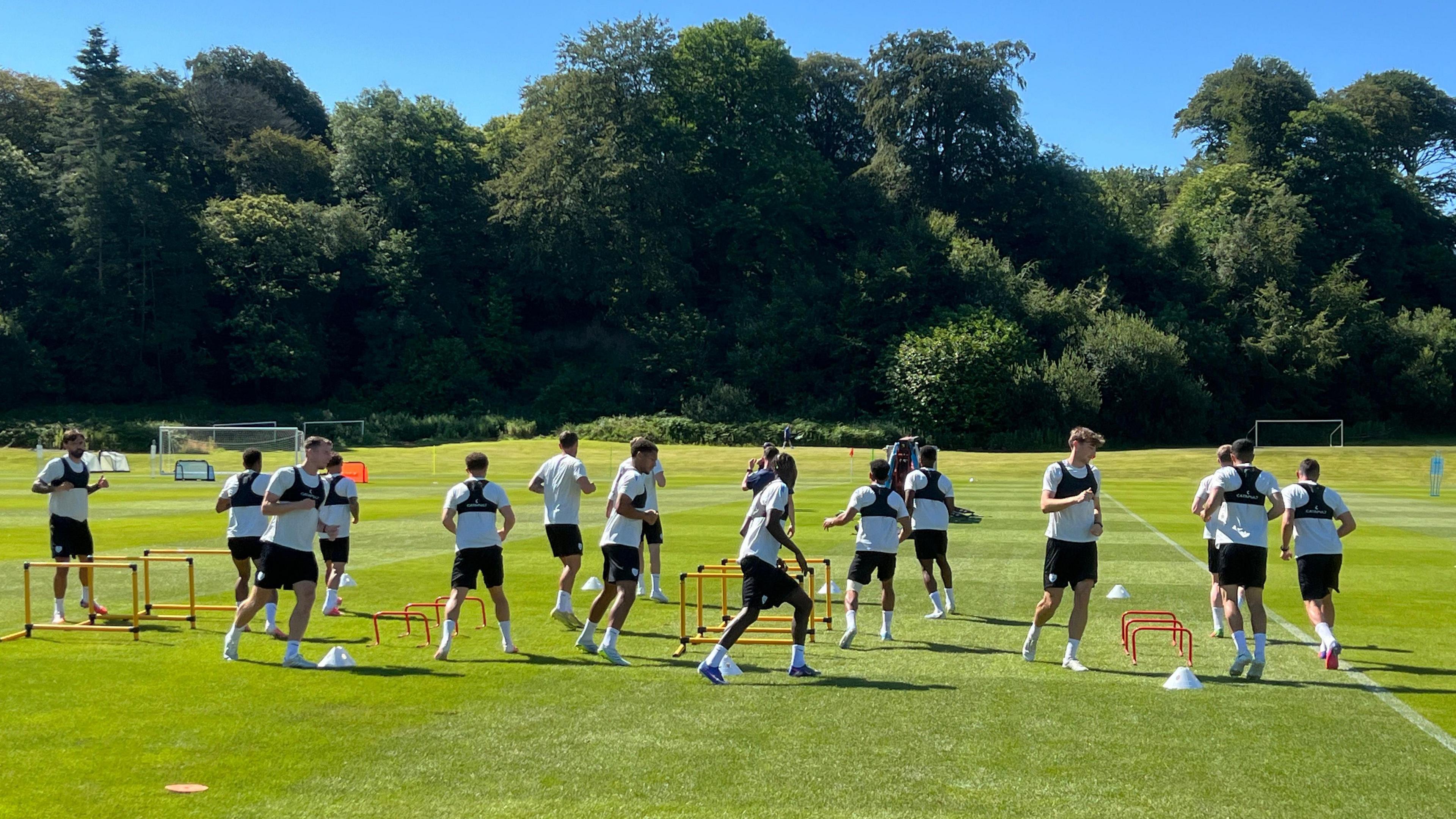 Portsmouth's squad complete a training session in the Republic of Ireland
