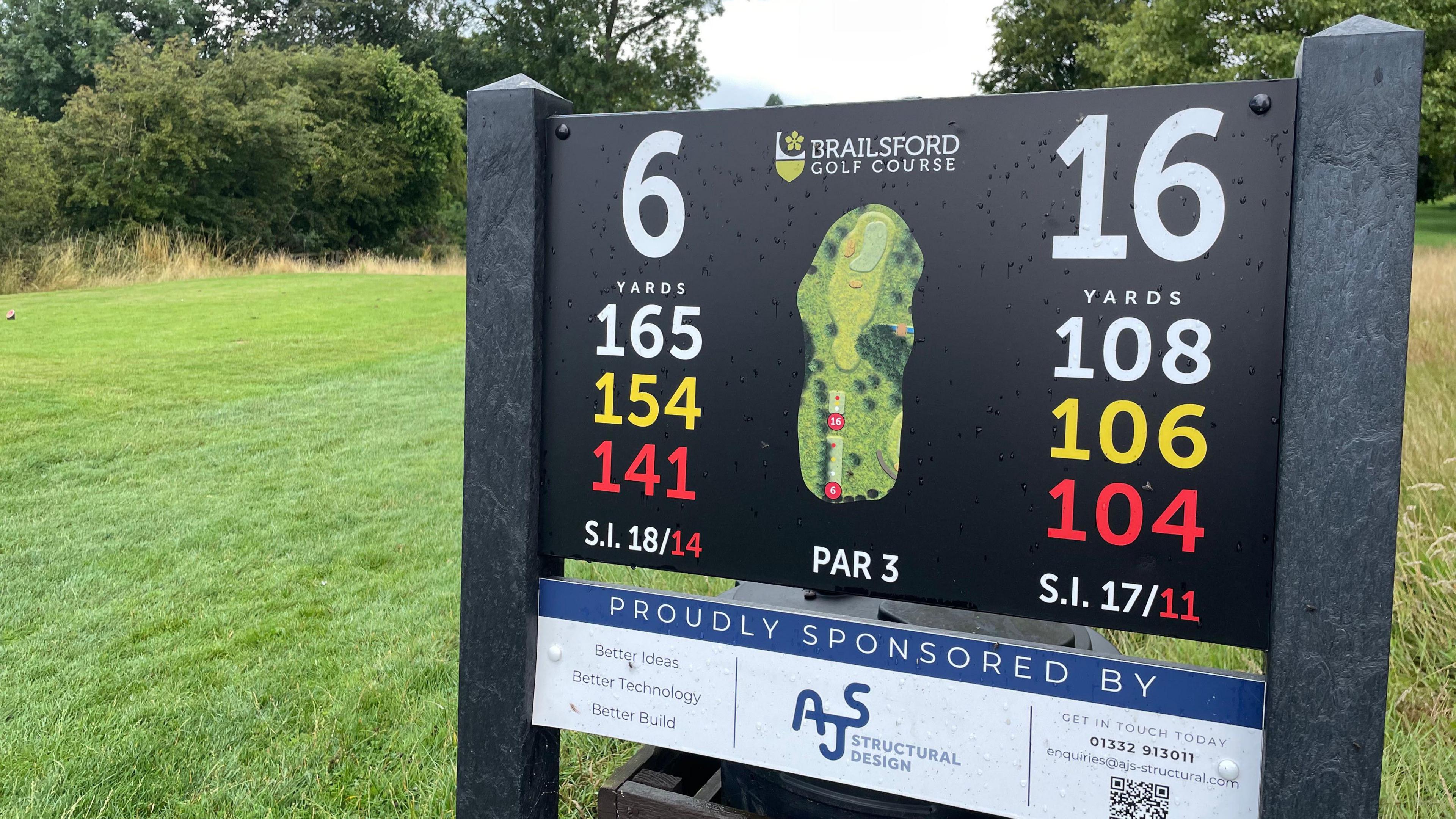 The sign for the sixth hole at Brailsford Golf Course