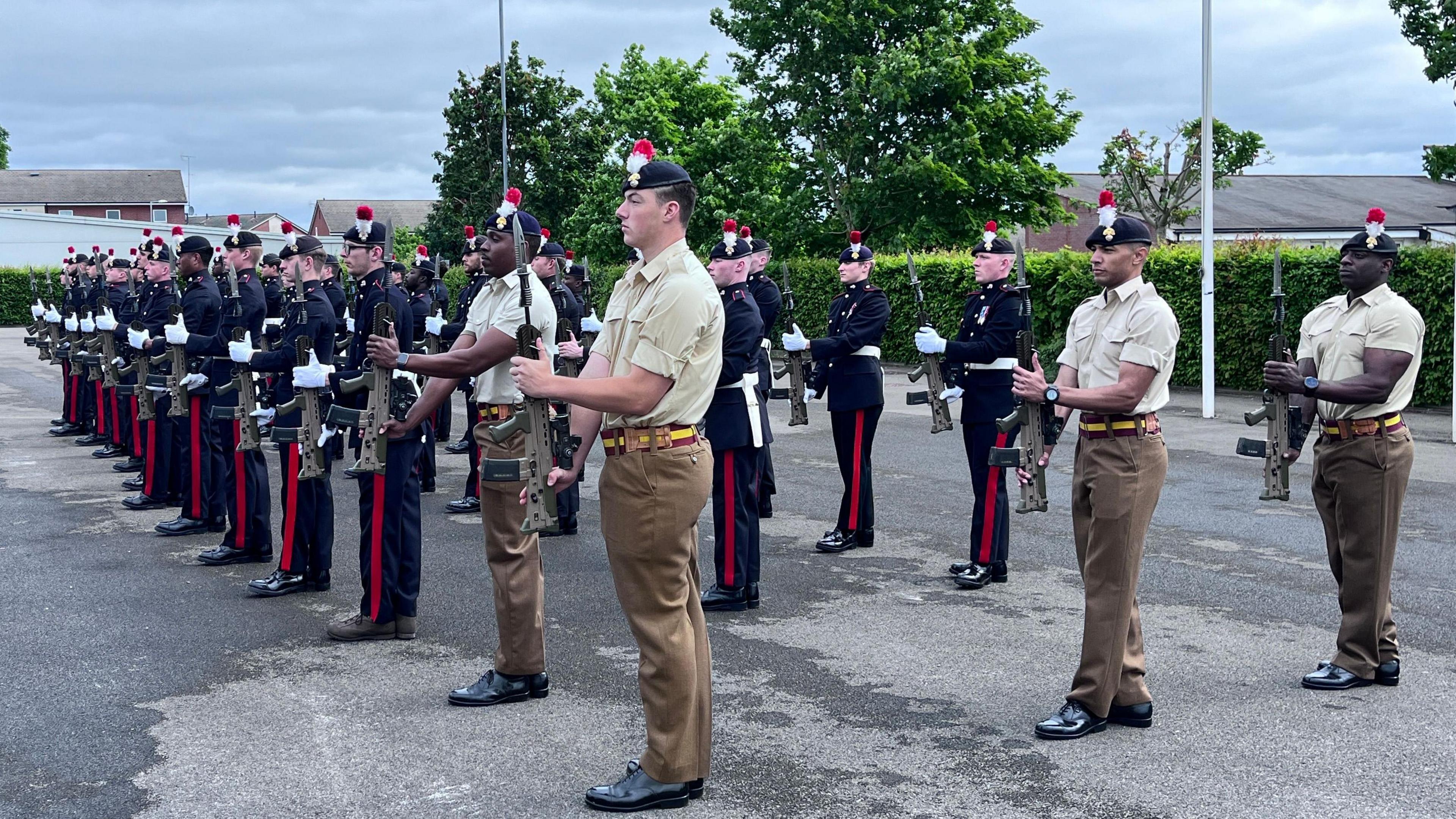 Soldiers lined up