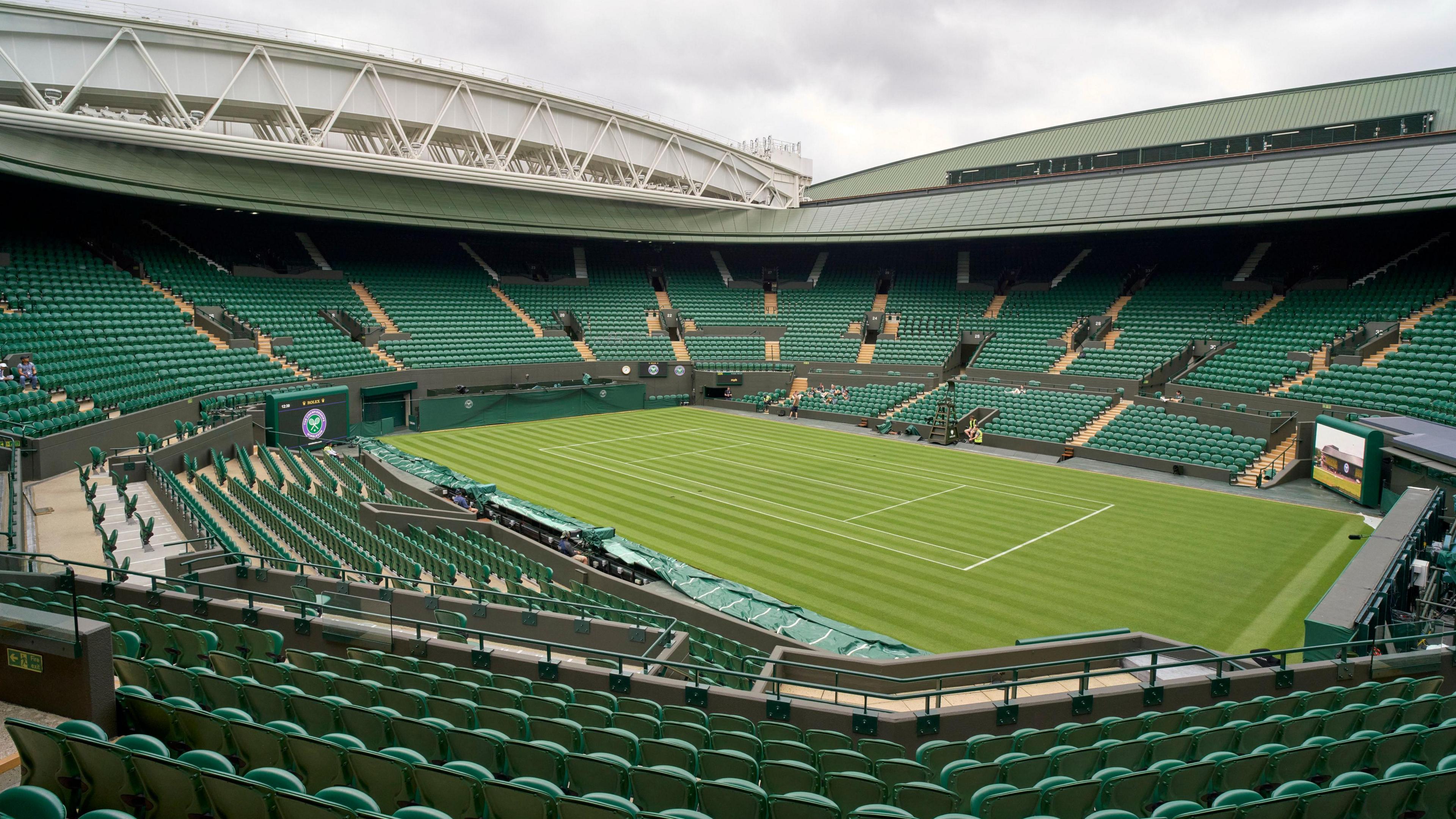 A general view of Centre Court at Wimbledon