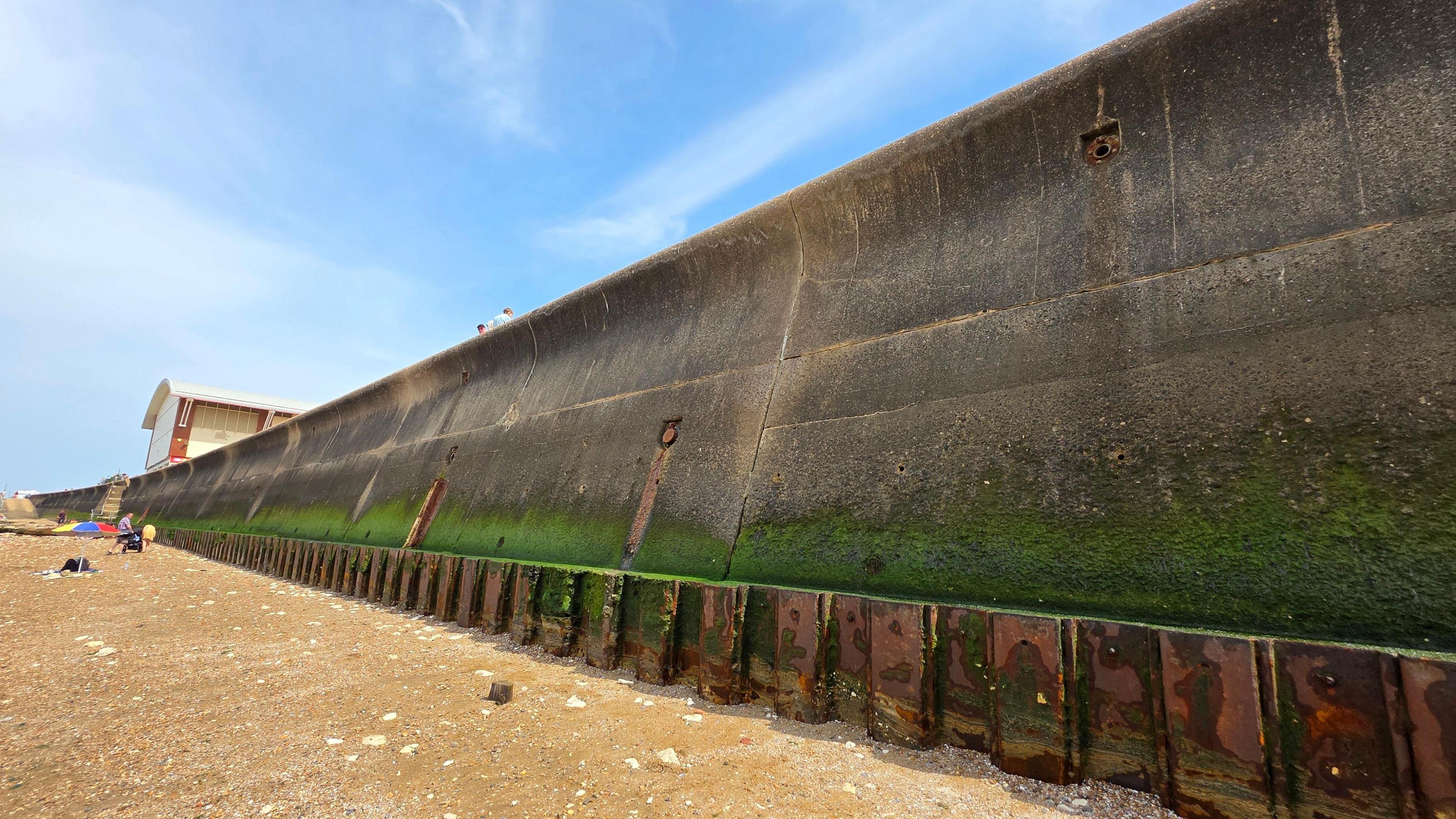 We can see part of the sea wall. At the bottom, metal foundations are visible - previously they would have been covered by sand.
