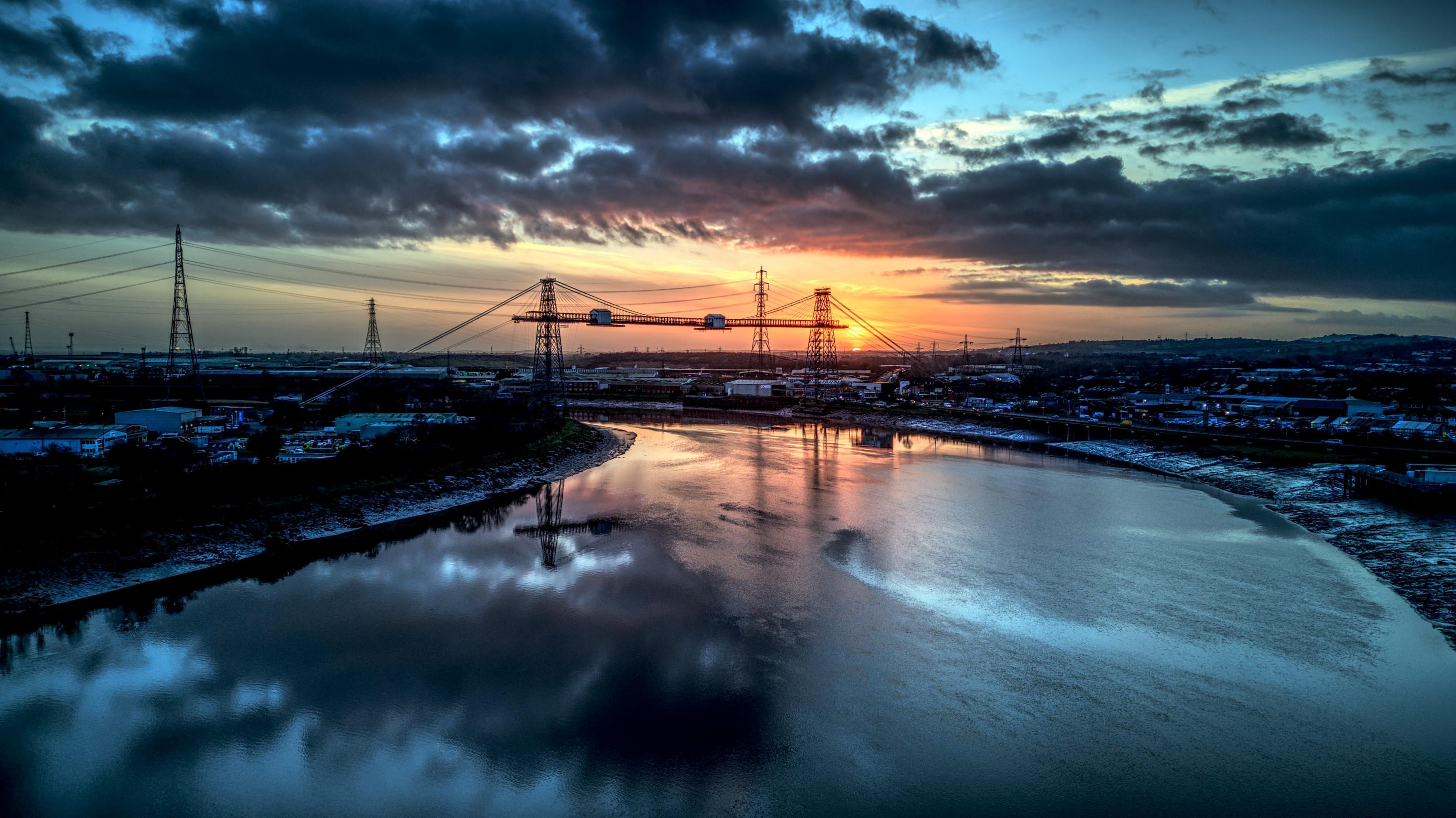 The image shows the Newport Transporter Bridge dominating the skyline over Pillgwenlly.