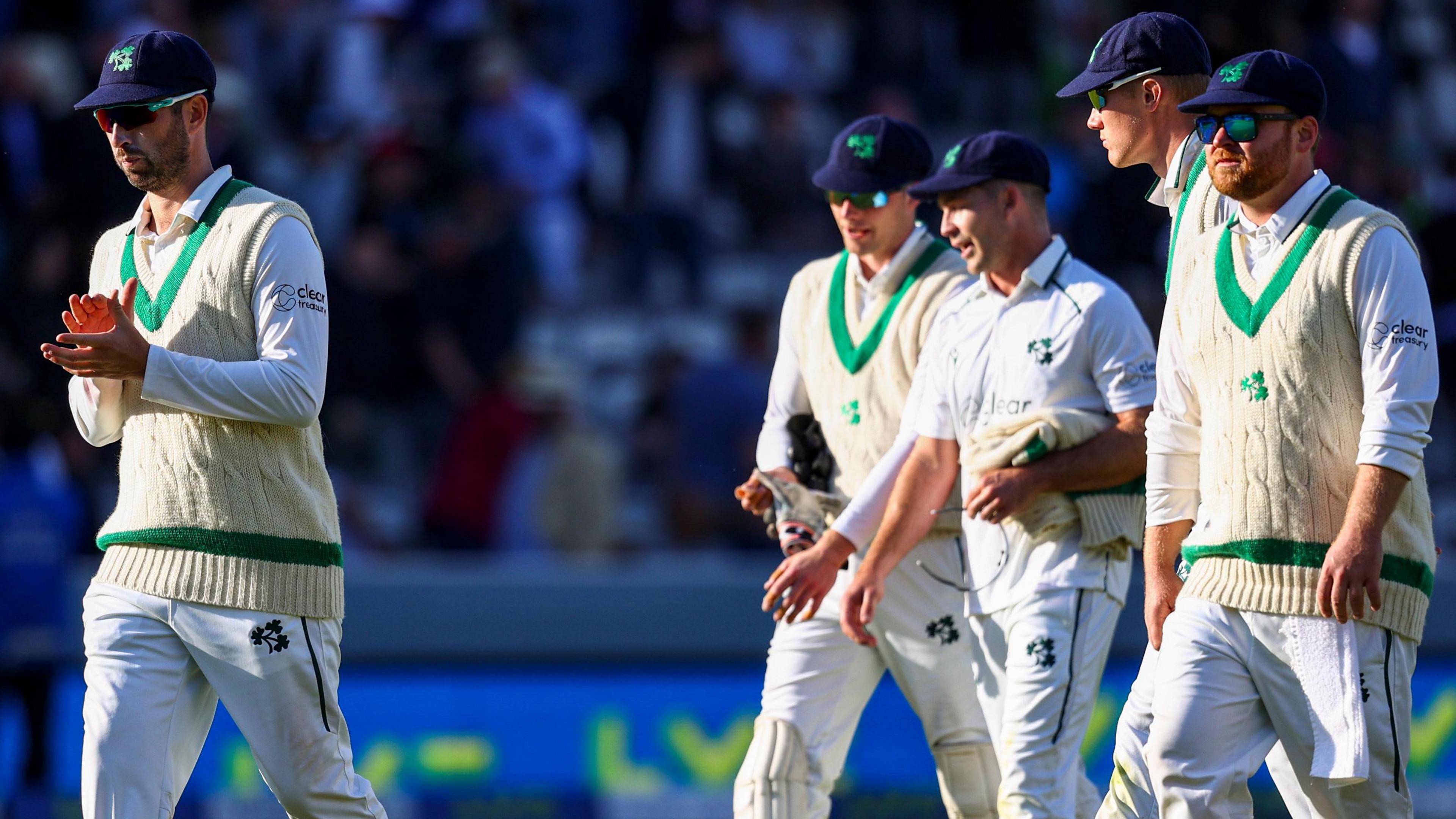 Ireland players walk off the field after the  heavy Test defeat by England at Lord's last year