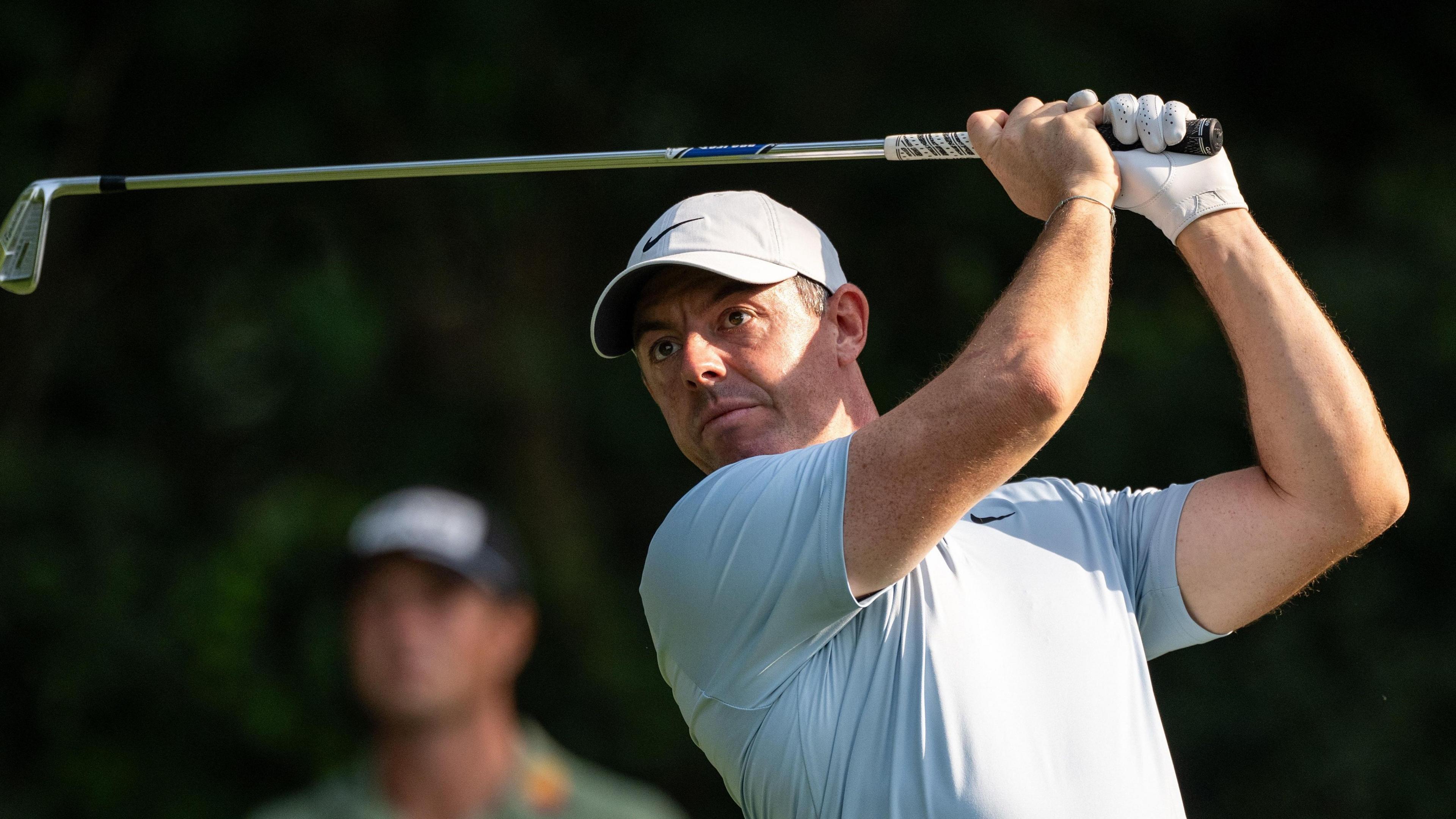Rory McIlroy hits a shot during the first round of the DP World India Championship