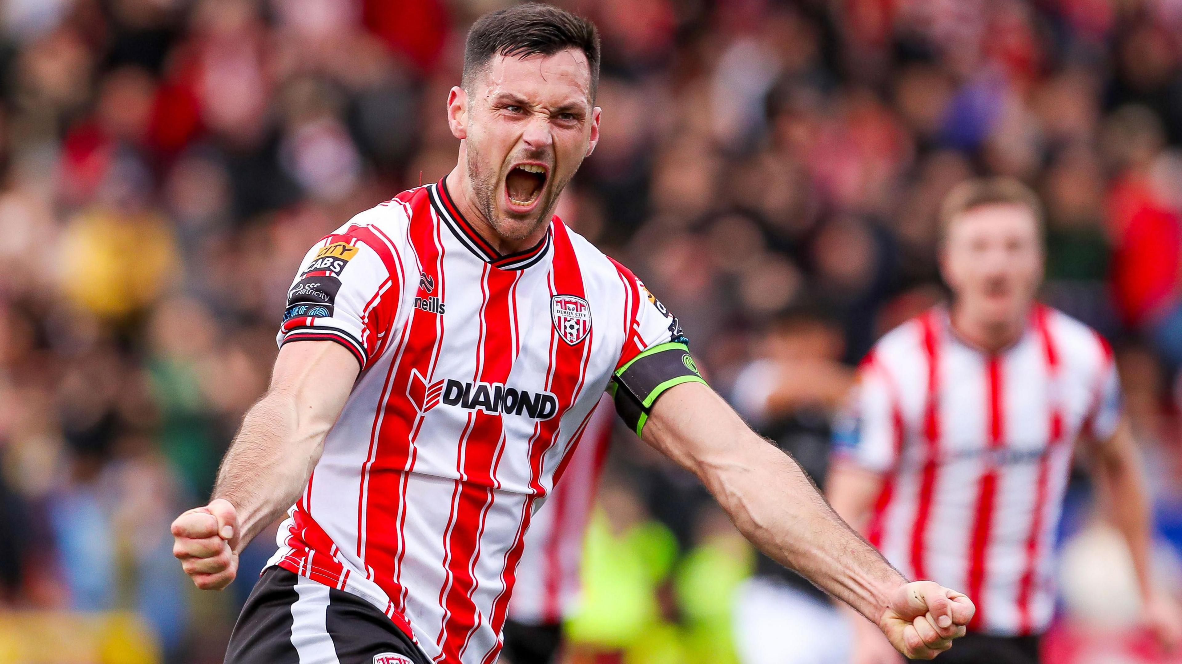 Patrick Hoban celebrates scoring for Derry