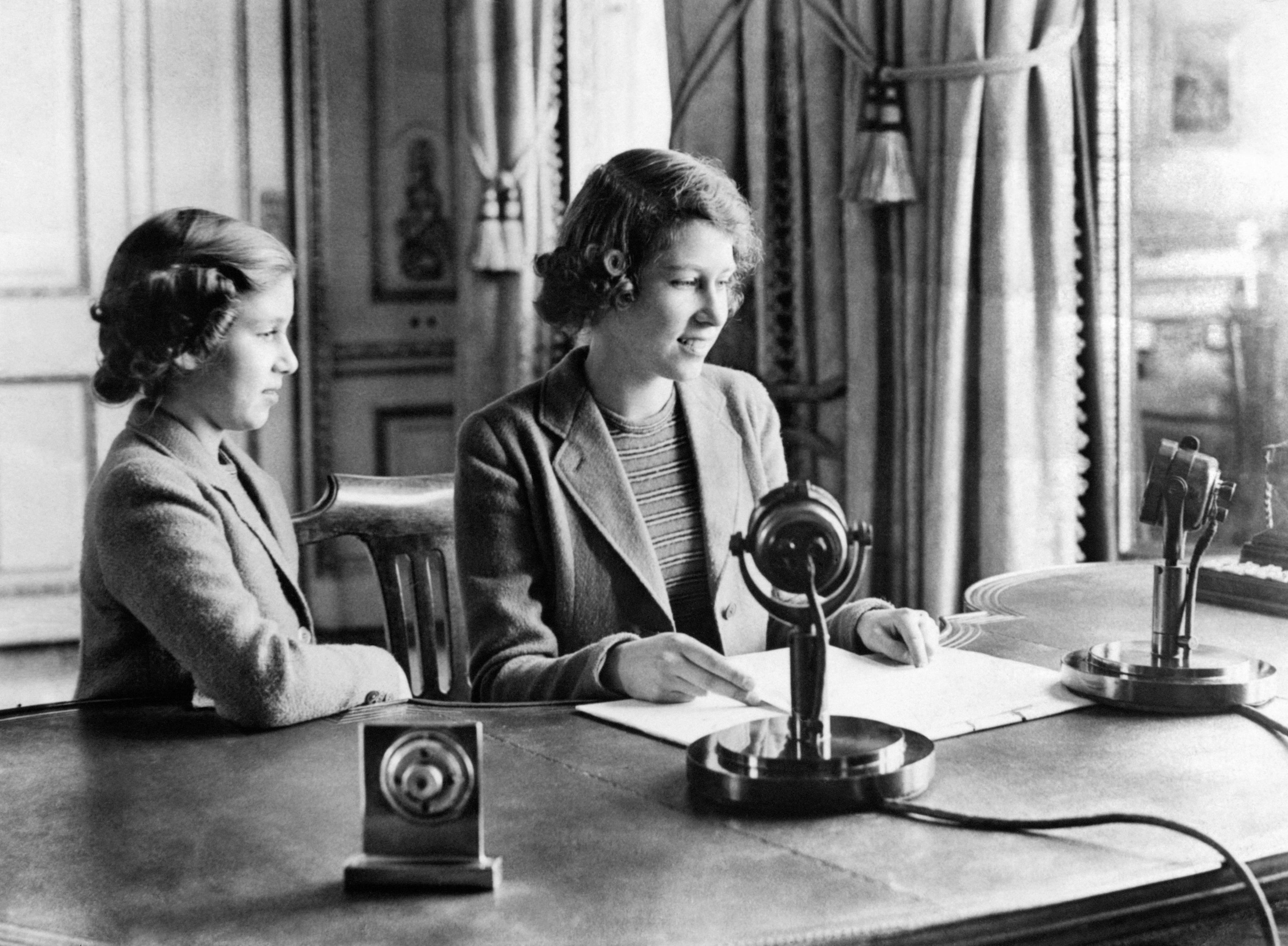 Queen Elizabeth II when she was 14 with Princess Margaret