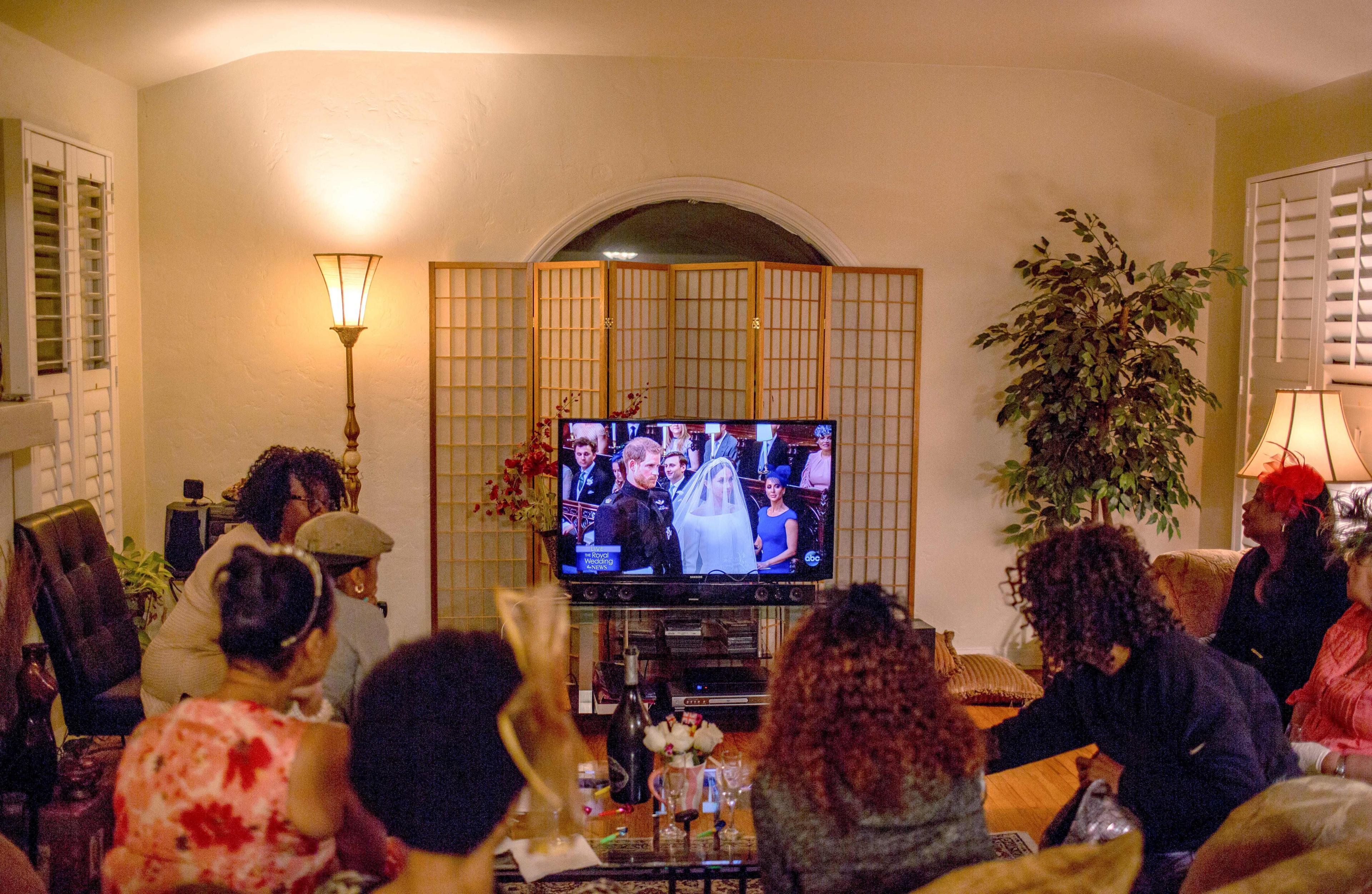 A 2018 photo of Americans watching the Royal Wedding