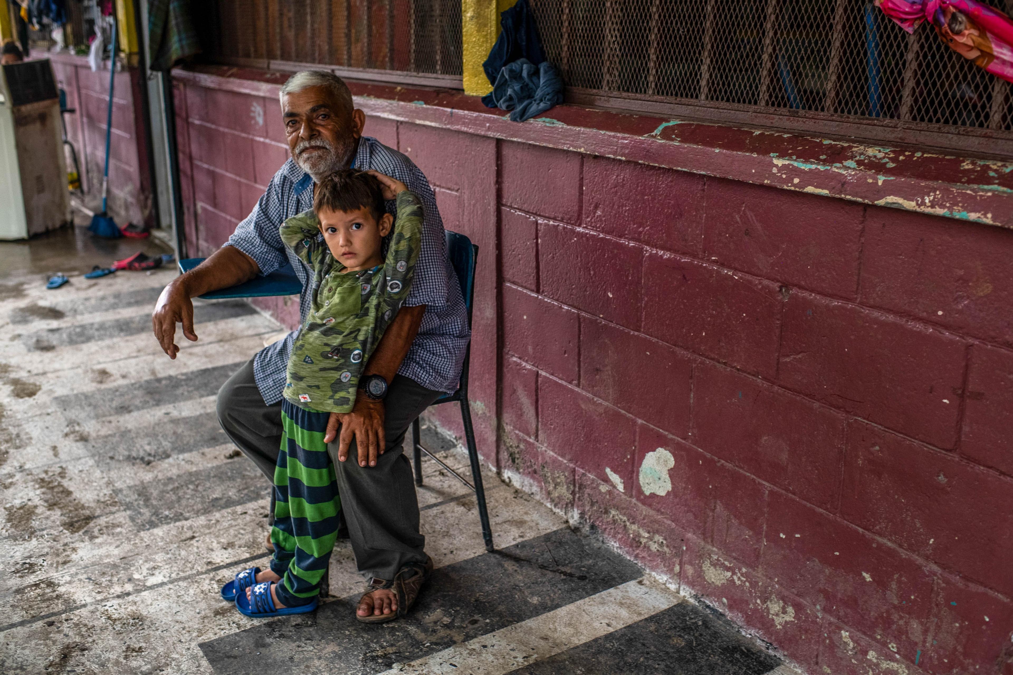 Porfirio Castellanos sheltering at a school