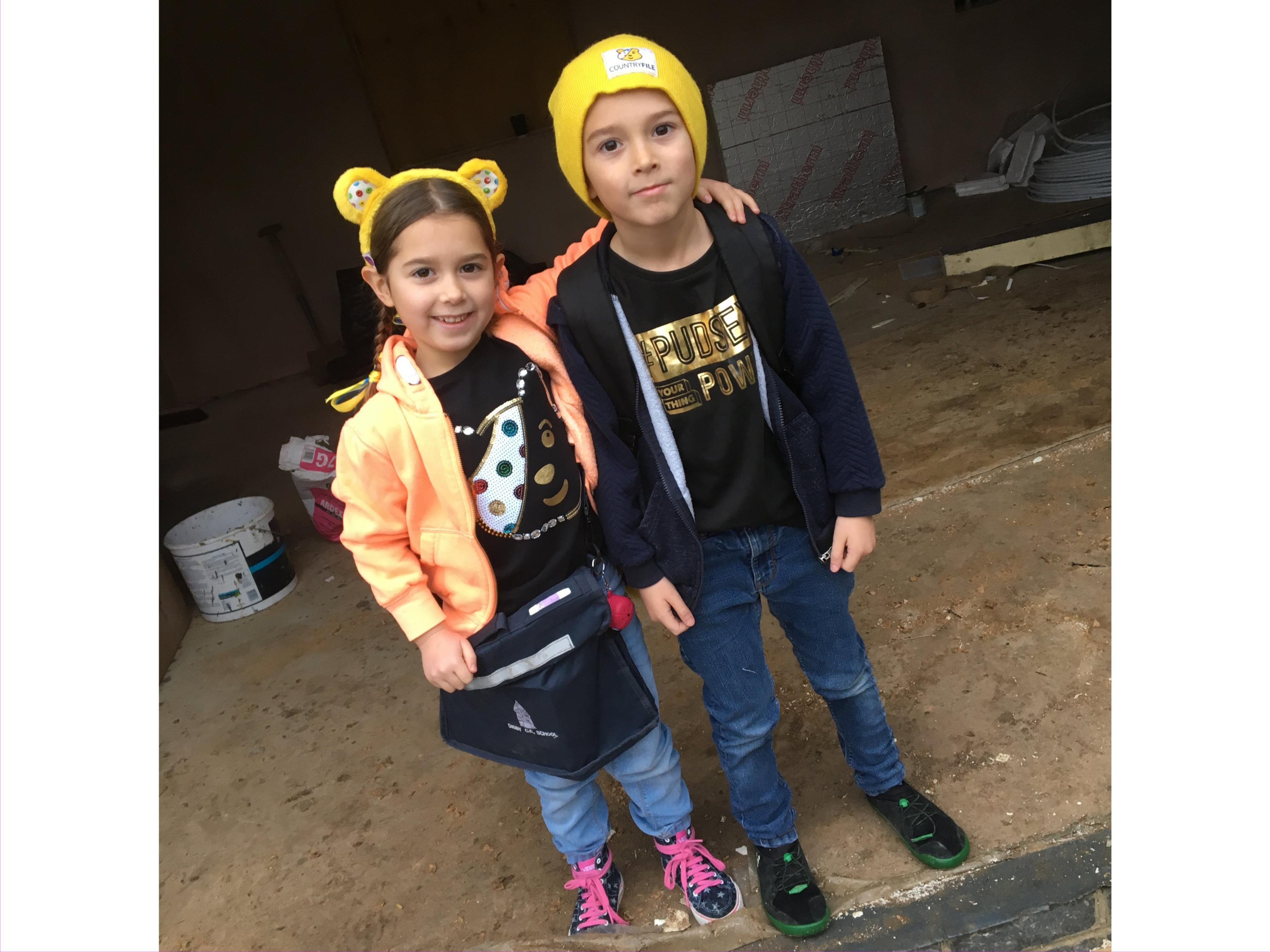 Image of 2 children dressed as Pudsey