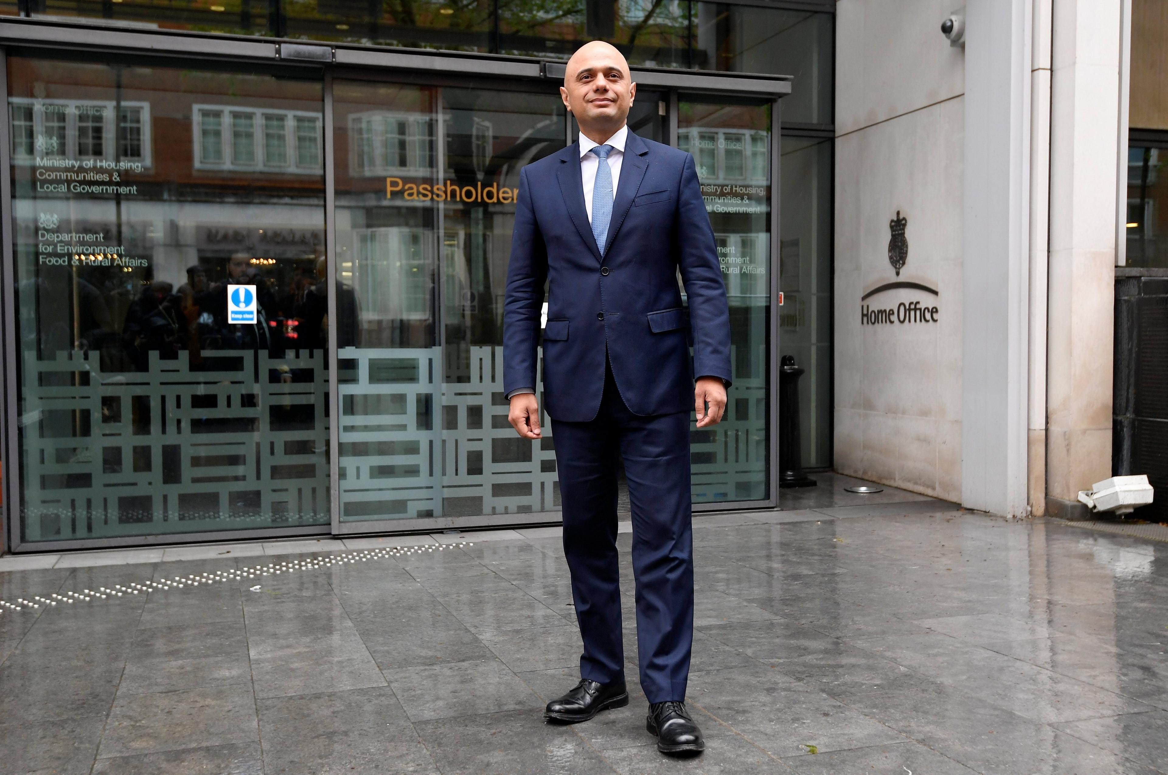 Sajid Javid outside the Home Office