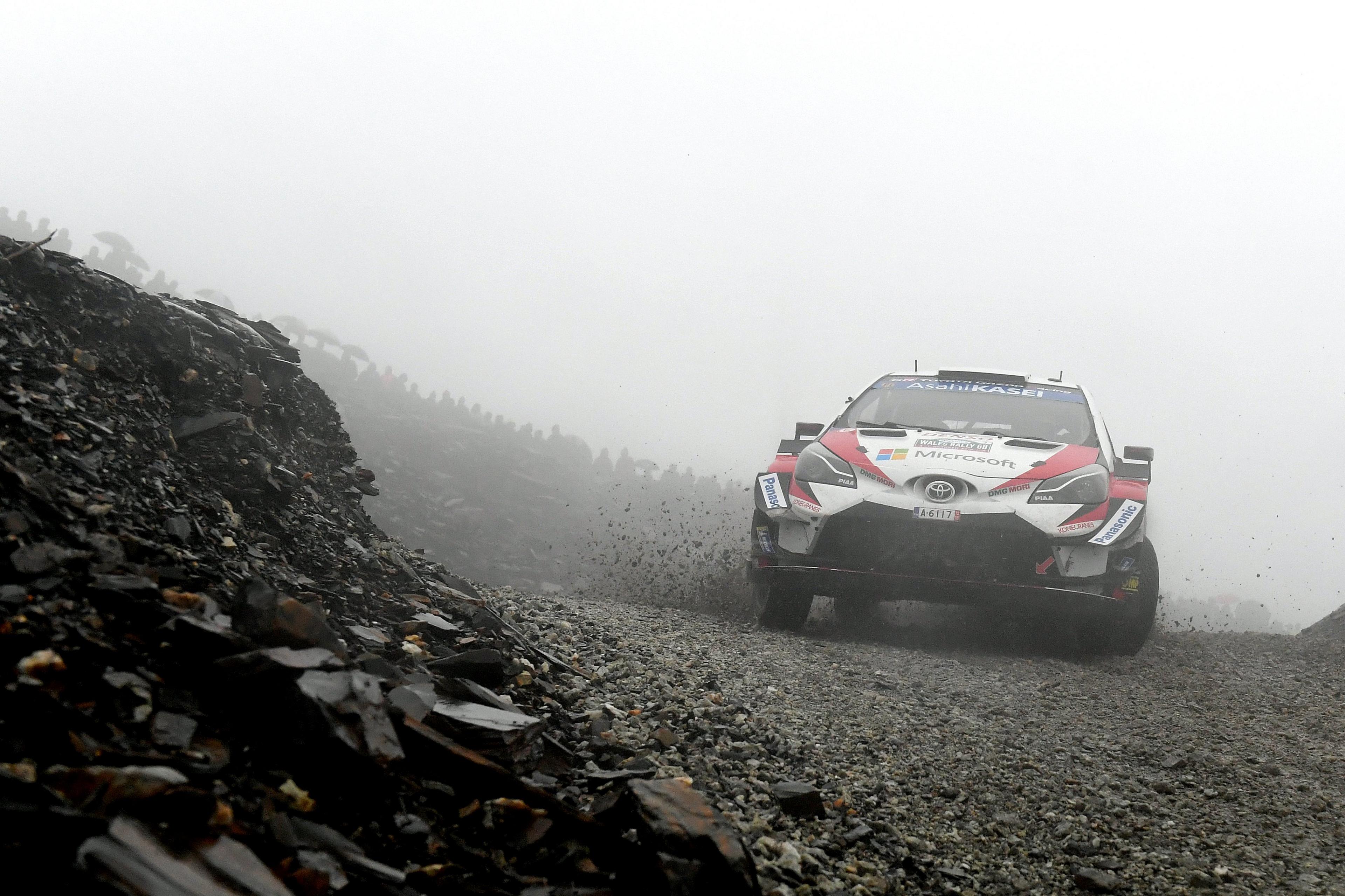 Blaenau Ffestiniog, Wales, October 5: Finland's Jari-Matti Latvala drives through heavy fog alongside co-driver Miikka Anttila on the Slate Mountain Stage during day two of the FIA World Rally Championship Great Britain (Photo by Dan Mullan/Getty Images)