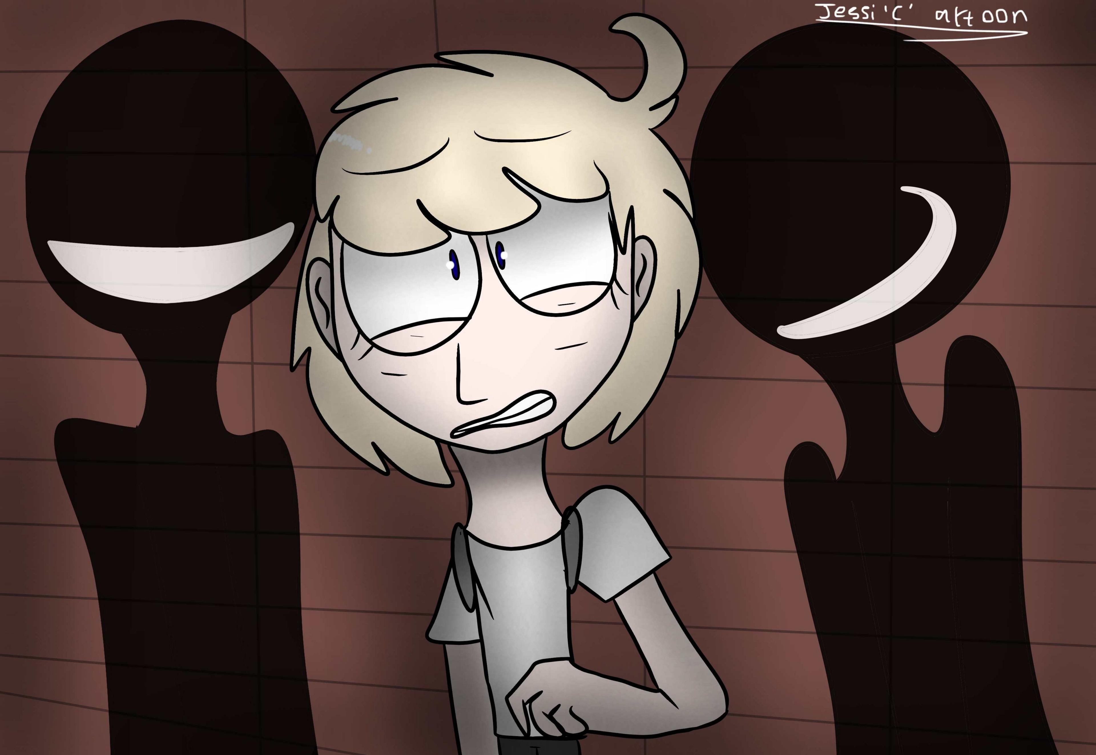 Cartoon image of nervous girl