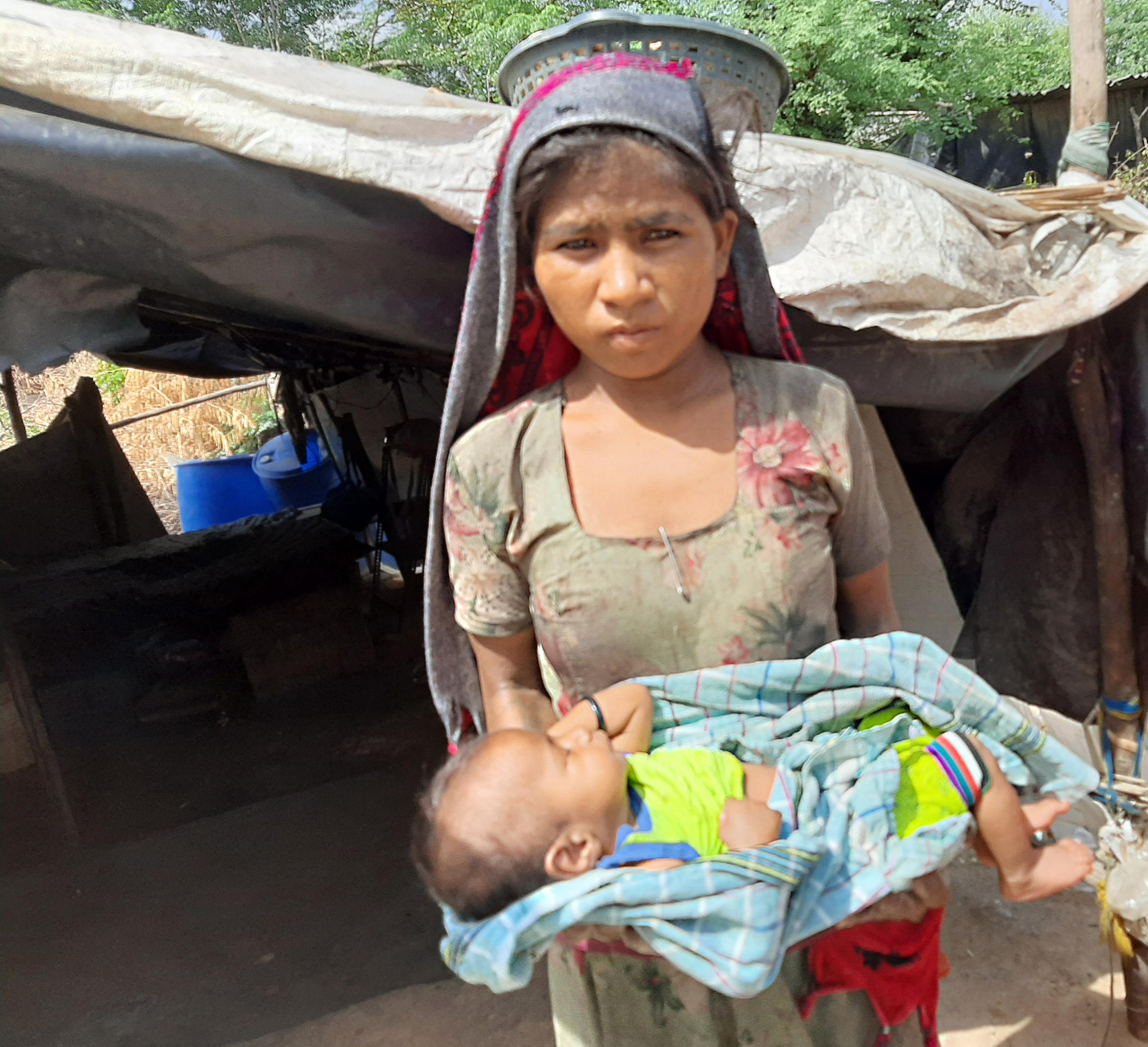 Meena with her two-month-old baby