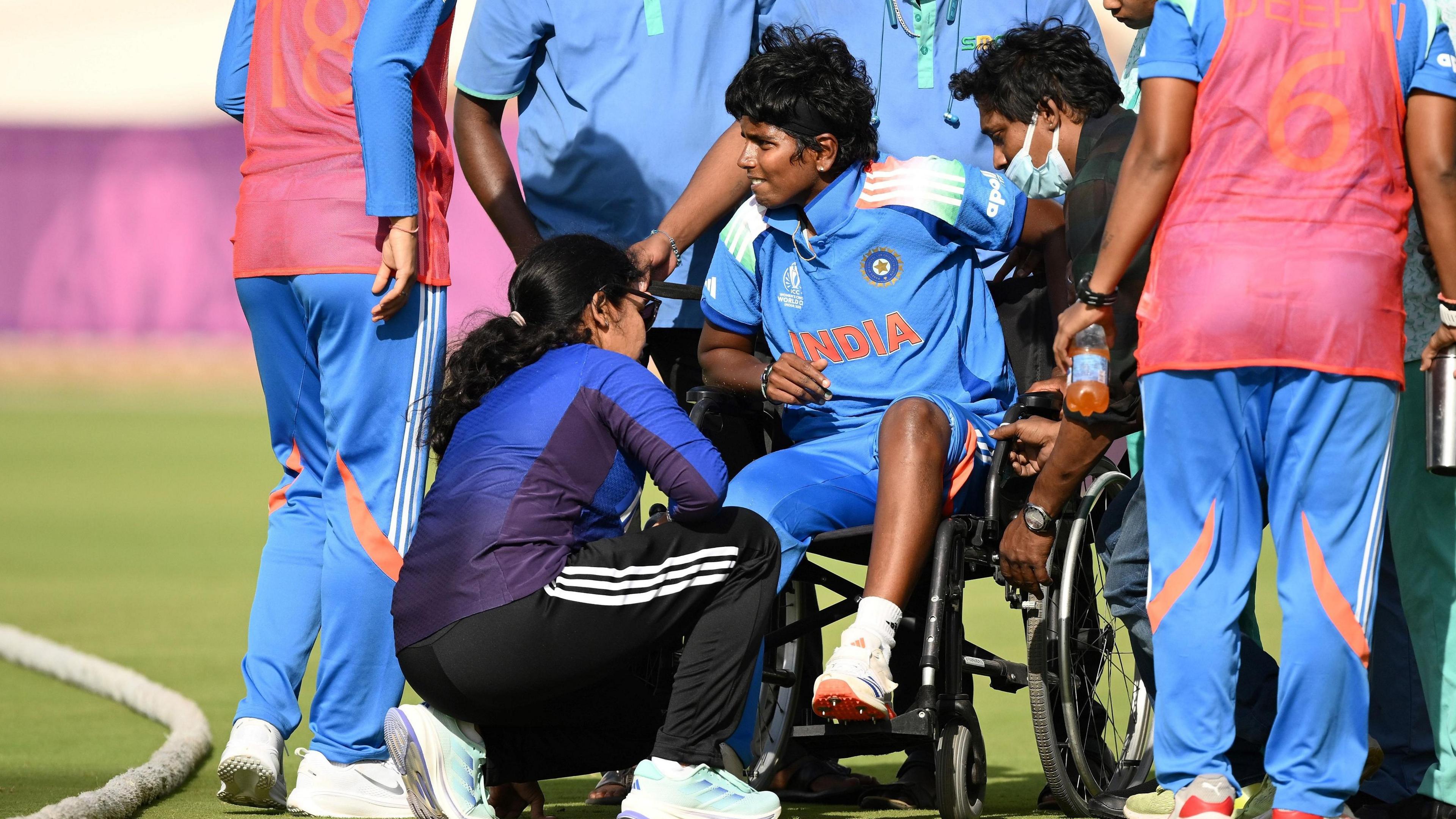Arundhati Reddy given treatment from physio while sitting in wheelchair