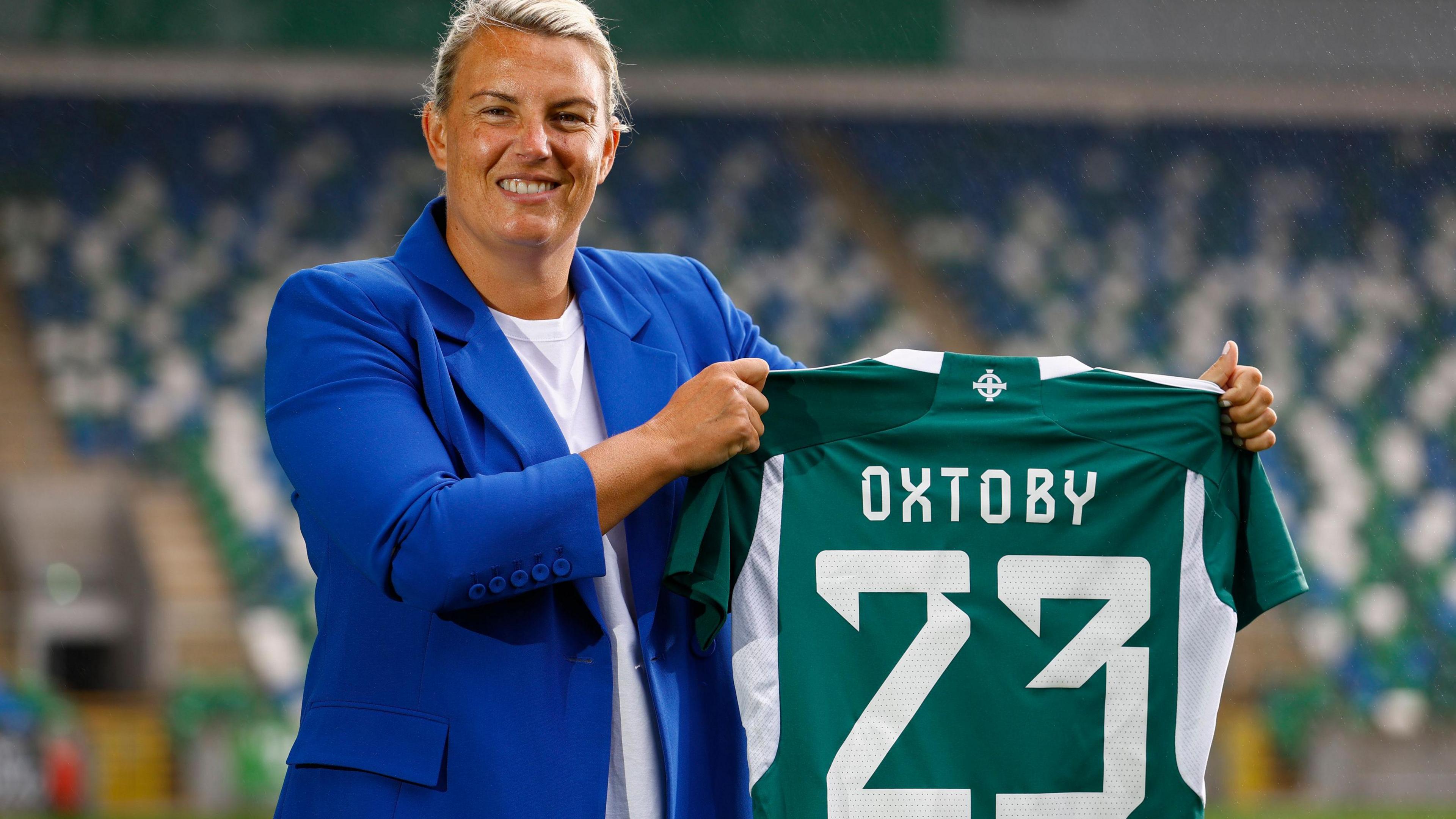 Tanya Oxtoby during her unveiling as Northern Ireland women's manager