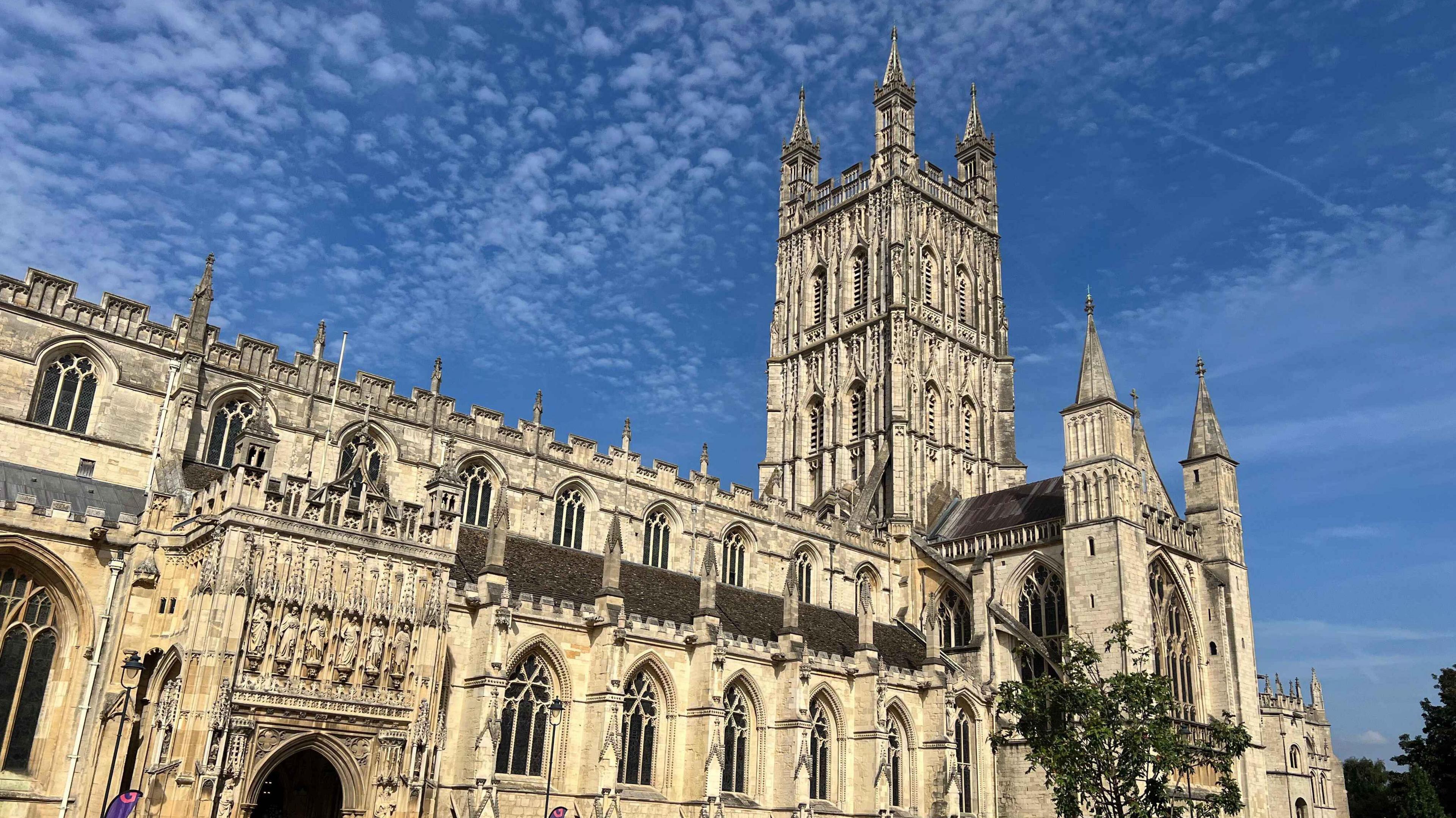 Image of Gloucester Cathedral on a sunny day.