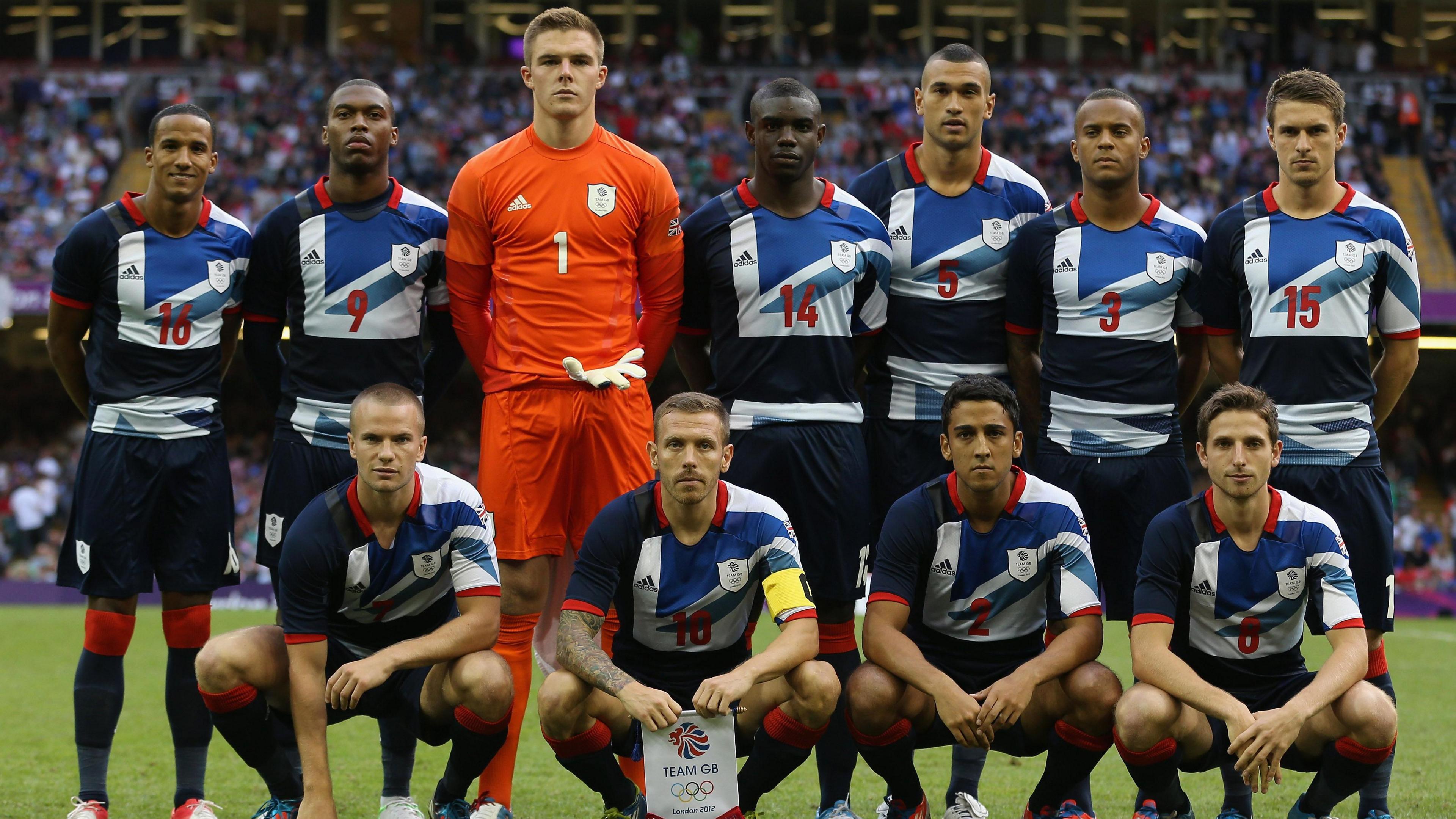 Team GB men's team line up for a football match at the London 2012 Olympics