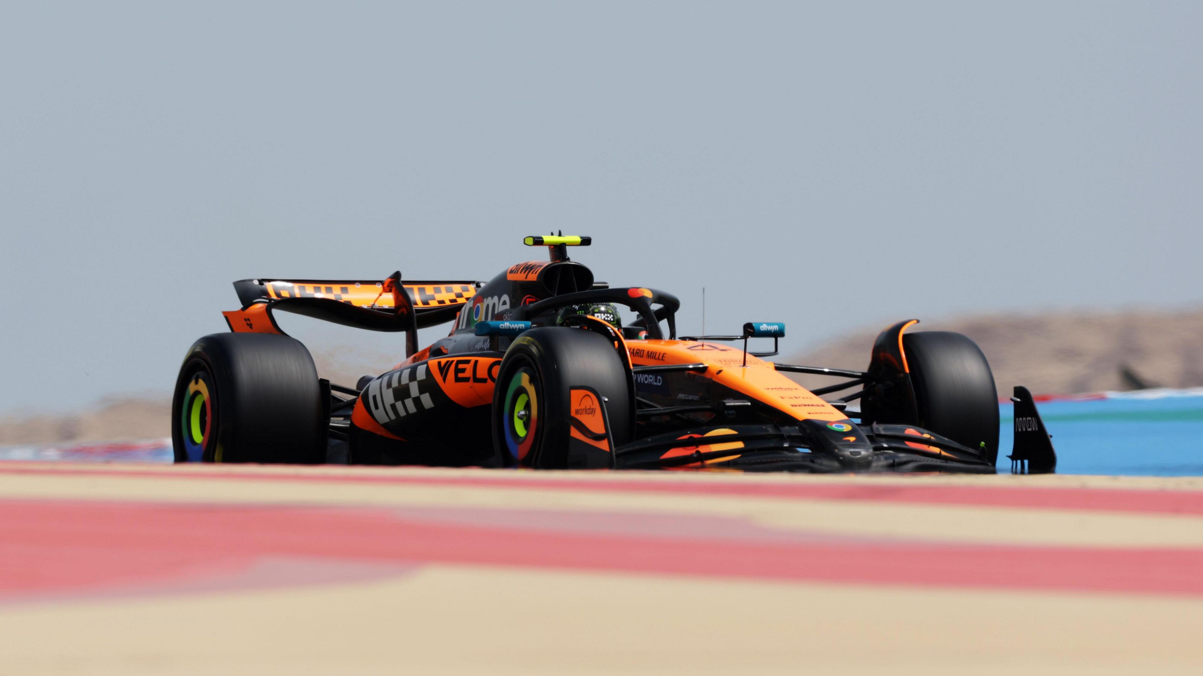 Lando Norris in the McLaren in Bahrain