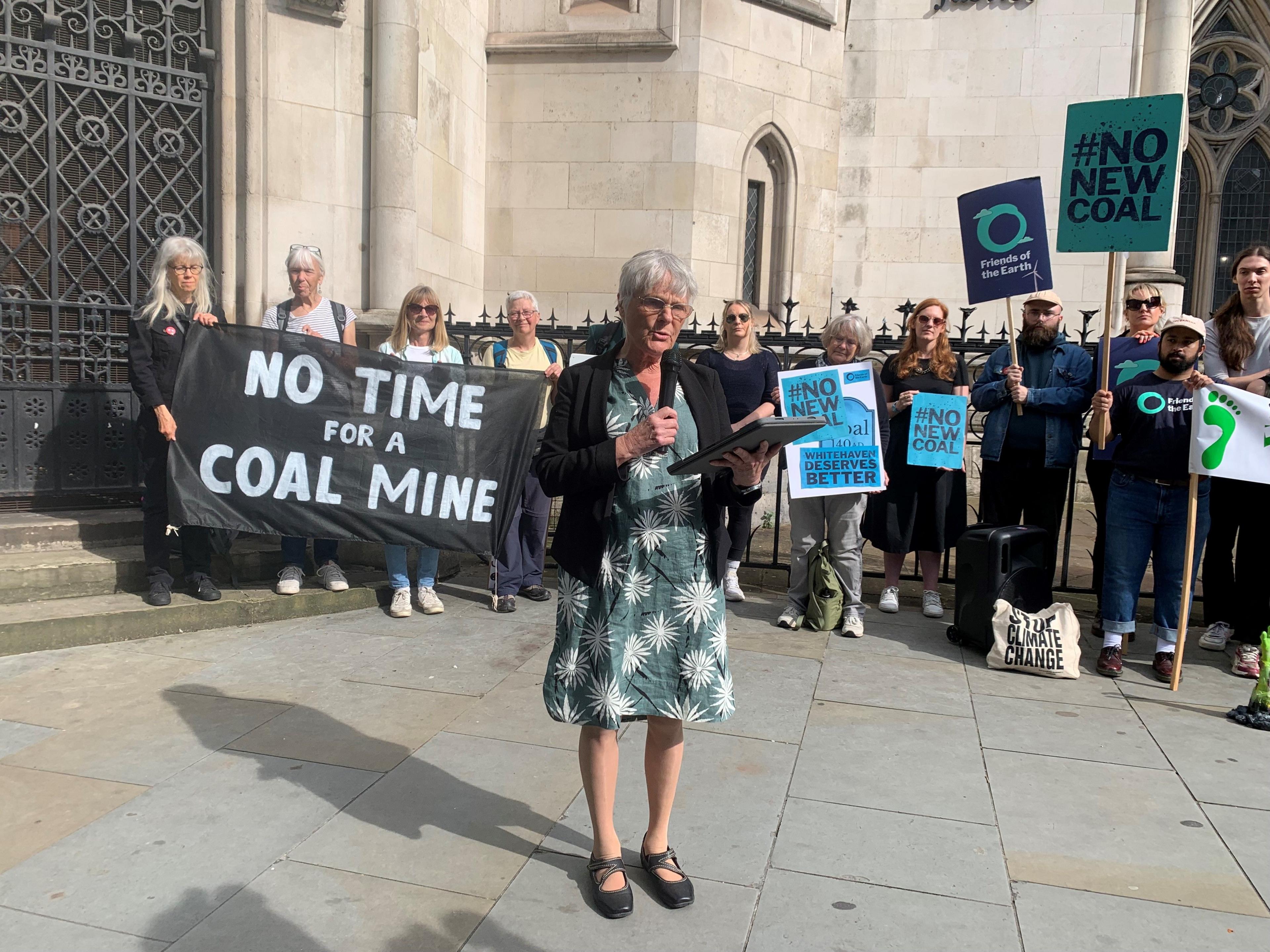 protesters outside court