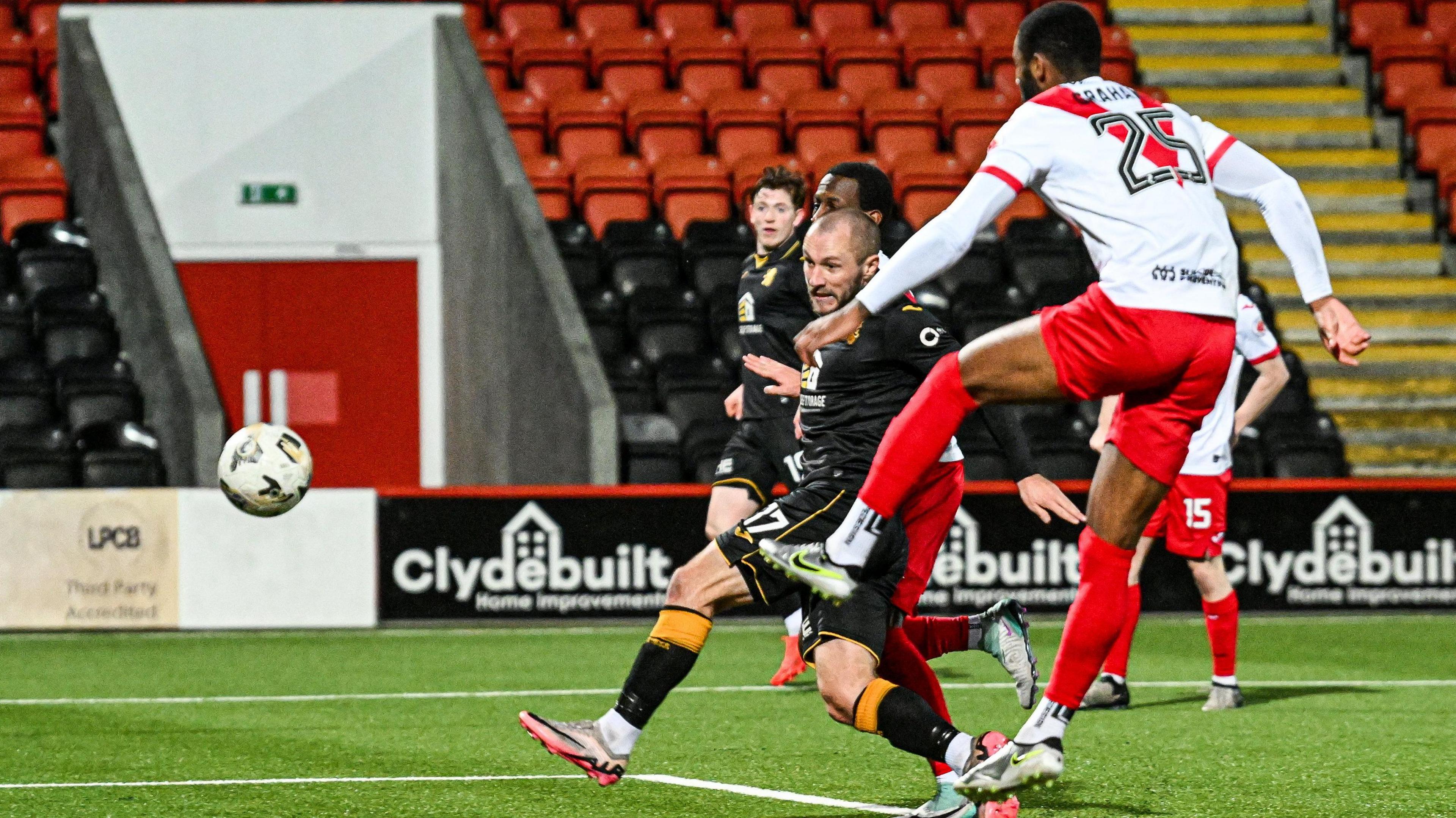 Stevie May scores for Livingston against Airdrieonians