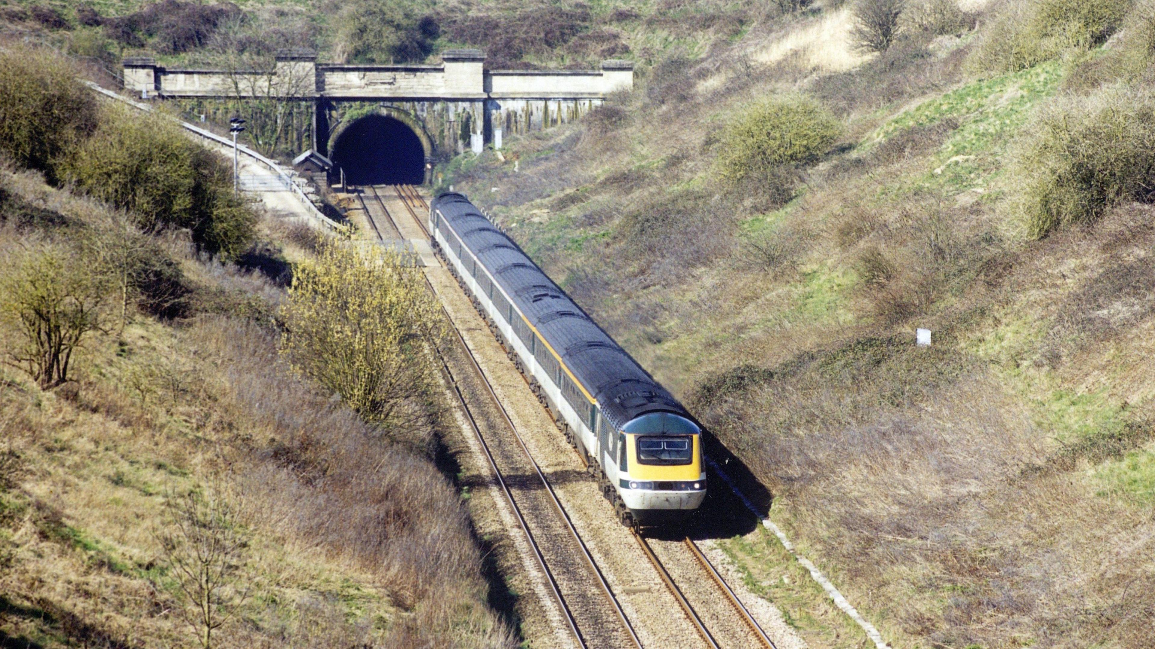 A '90s style train near the Severn Tunnel.